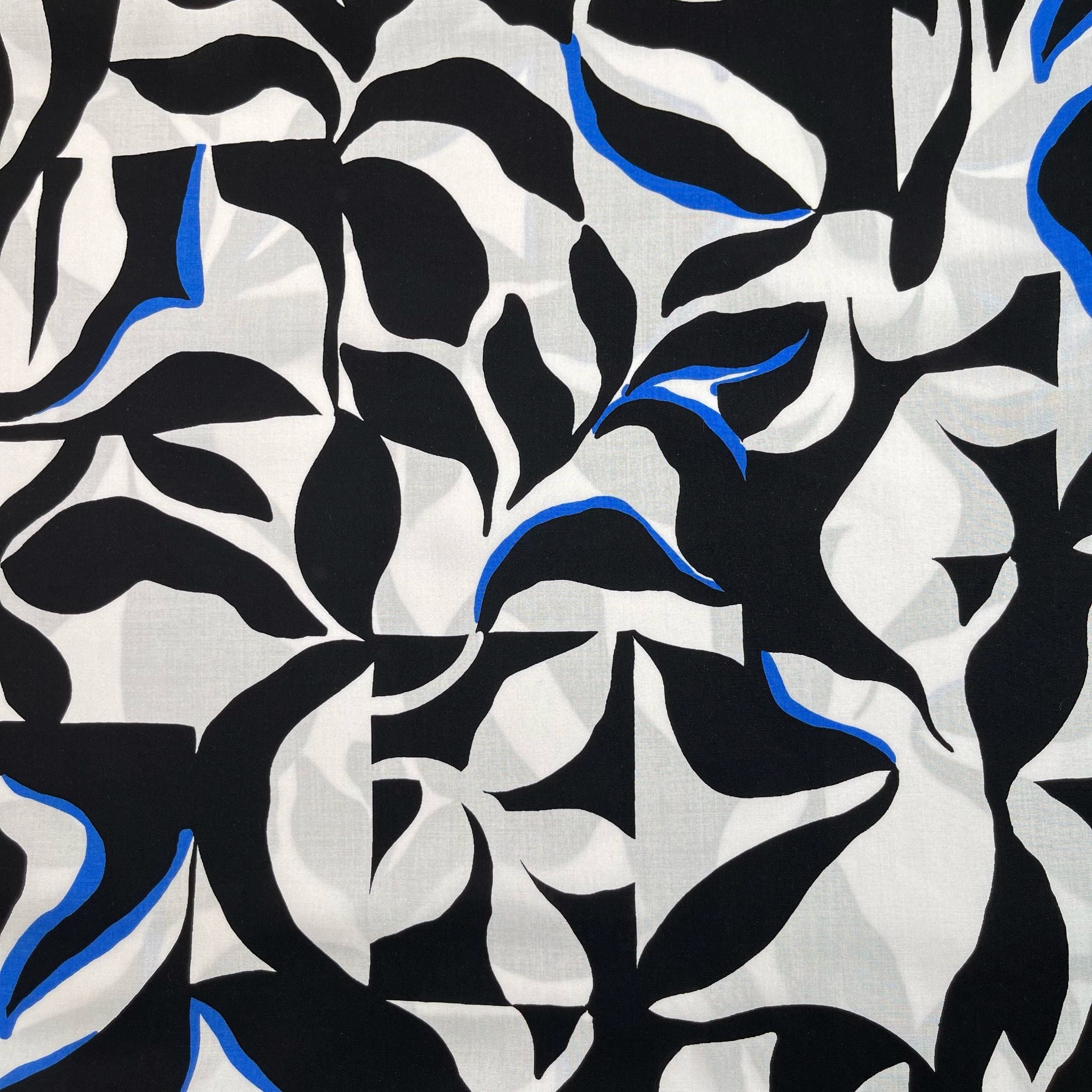 REMNANT 0.59 Metre - Cobalt Abstract Monochrome Foliage LENZING™ ECOVERO™ Viscose Fabric