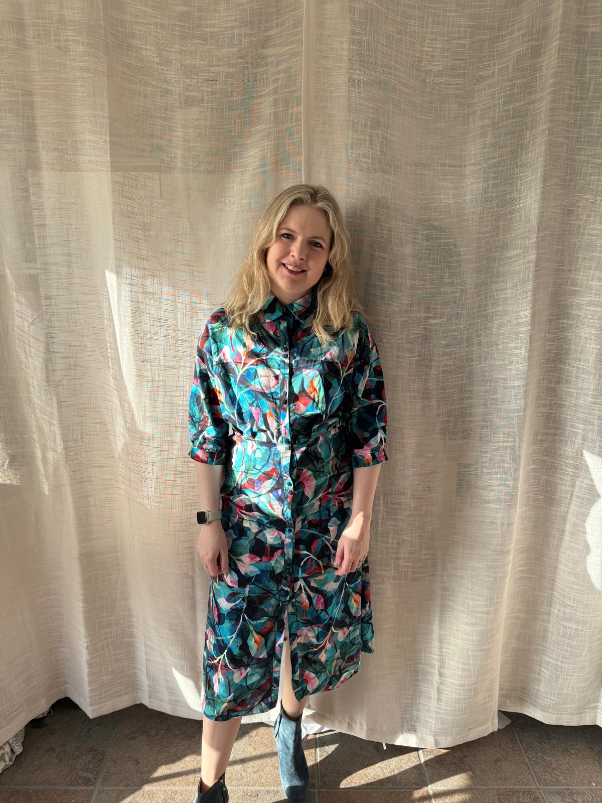 Sewing Kit - Silmu Shirt Dress in Painted Foliage Viscose