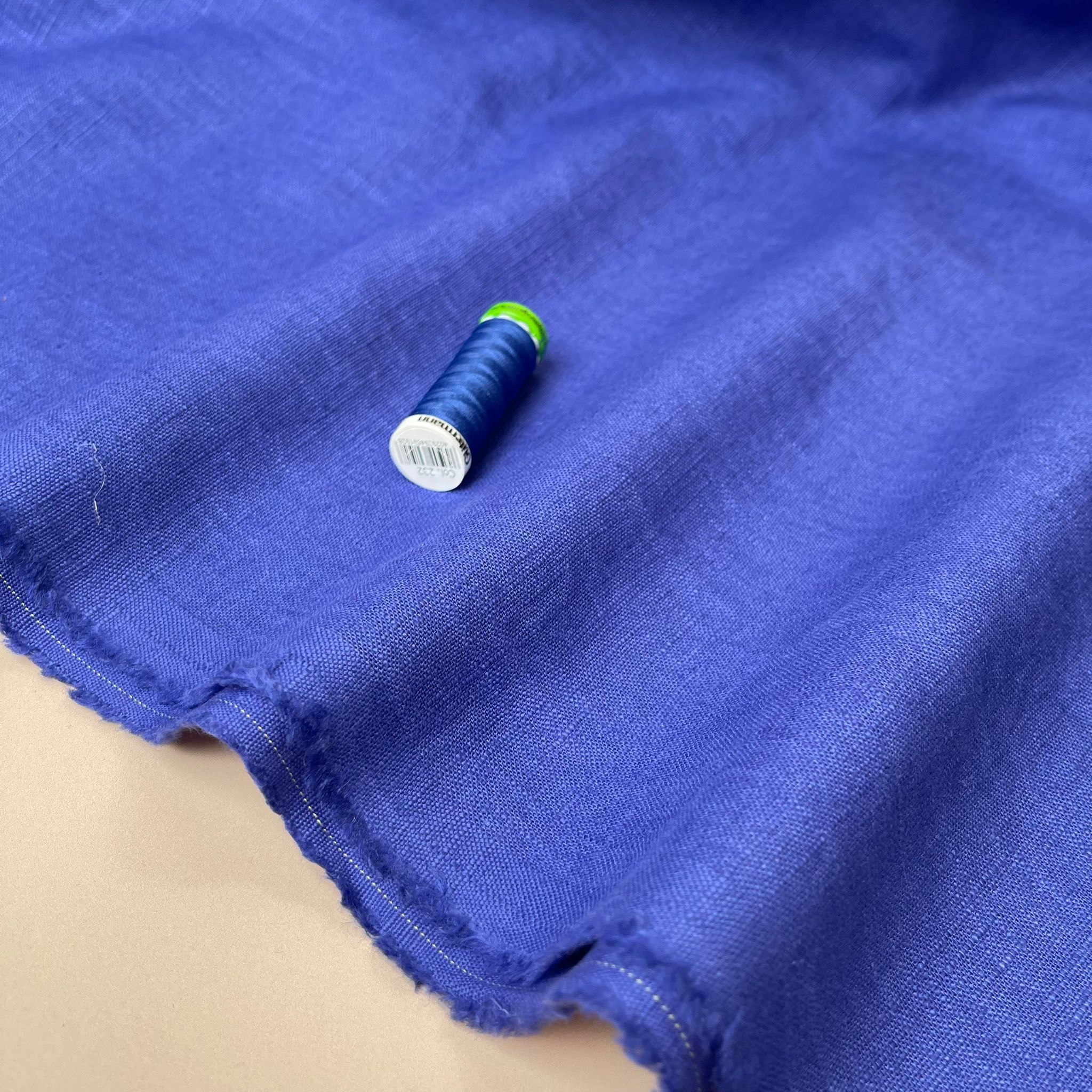 Breeze Lapis Blue - Enzyme Washed Linen Cotton Fabric