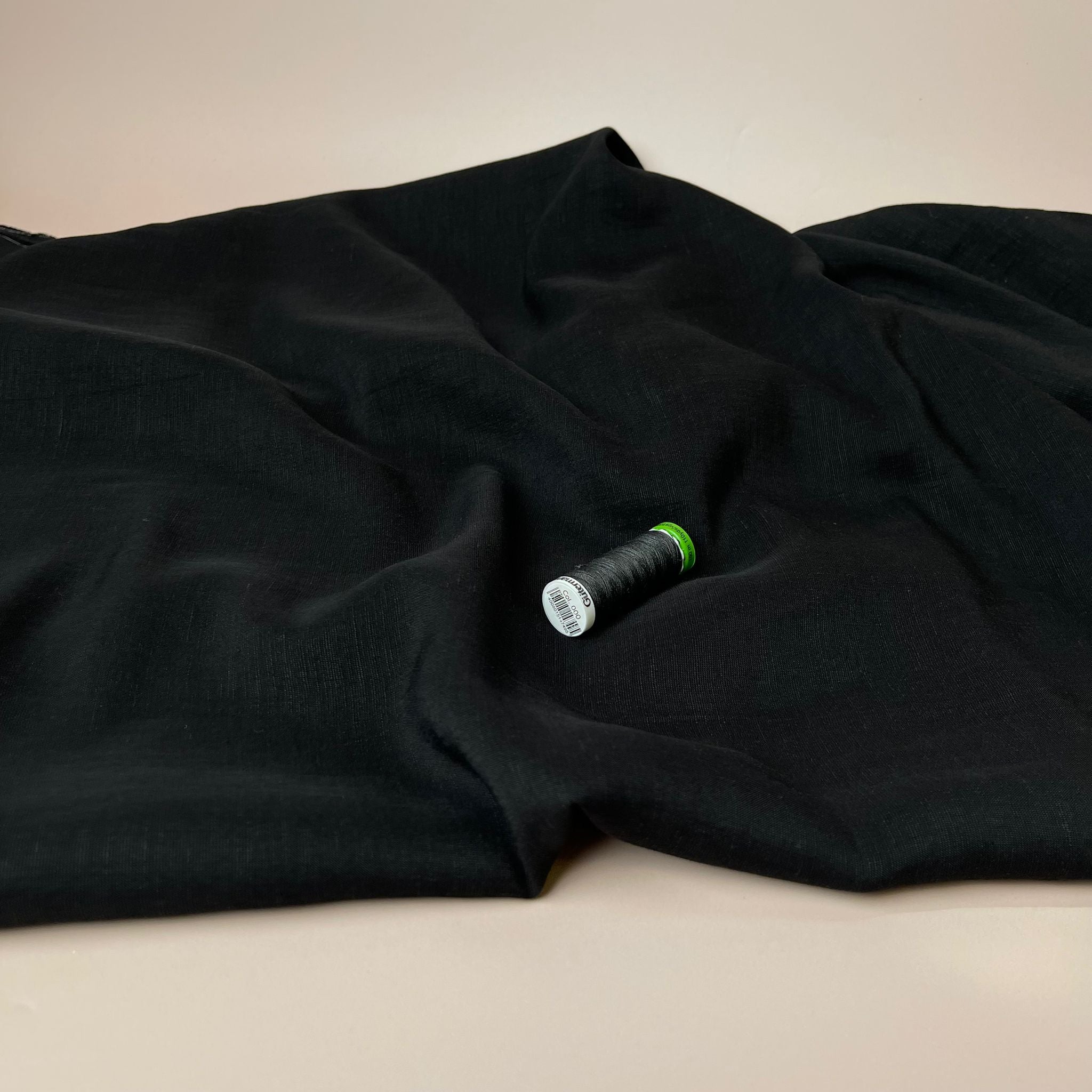 Lush Black Light Viscose Linen Crepe Dress Fabric