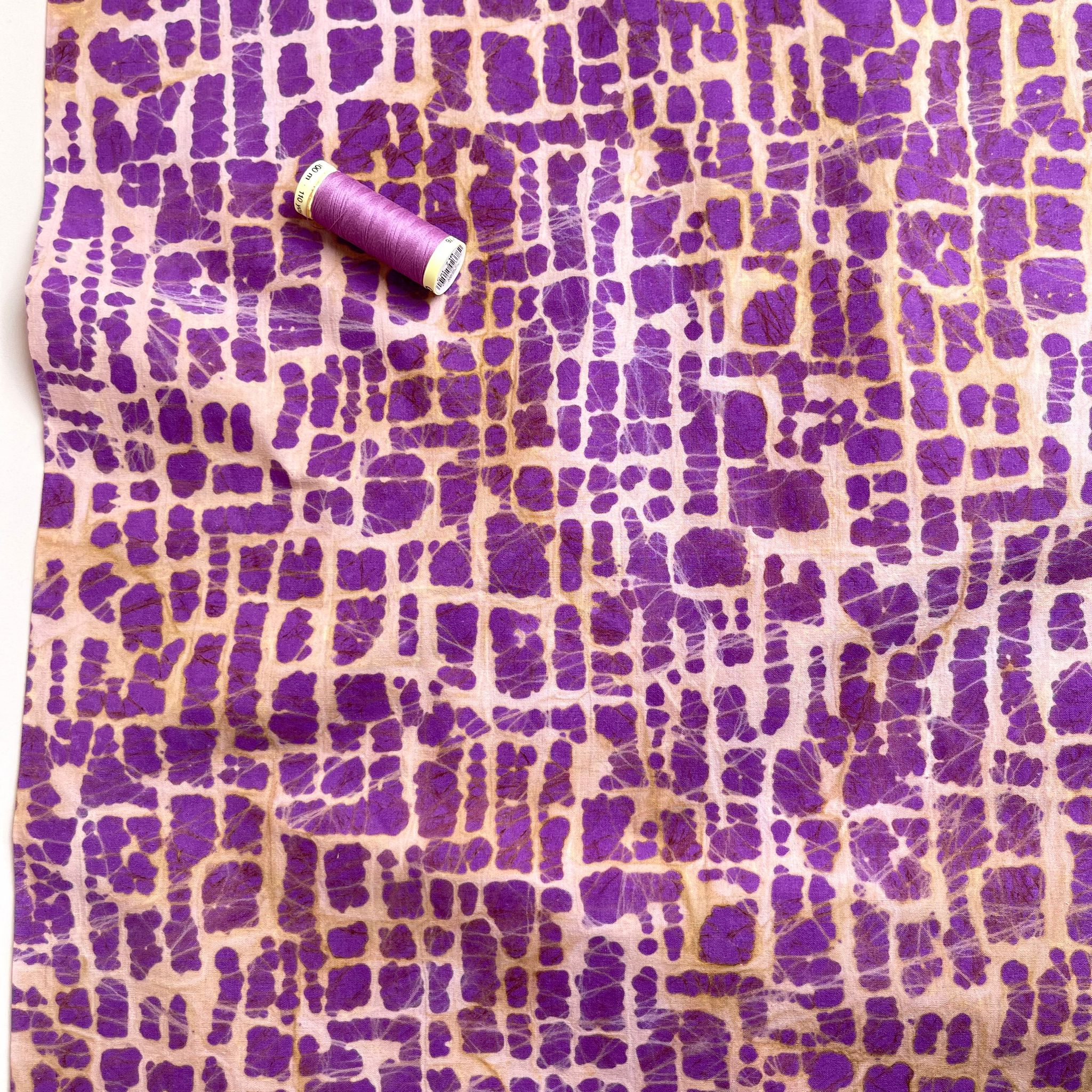Batik Violet and Peach Cotton Fabric