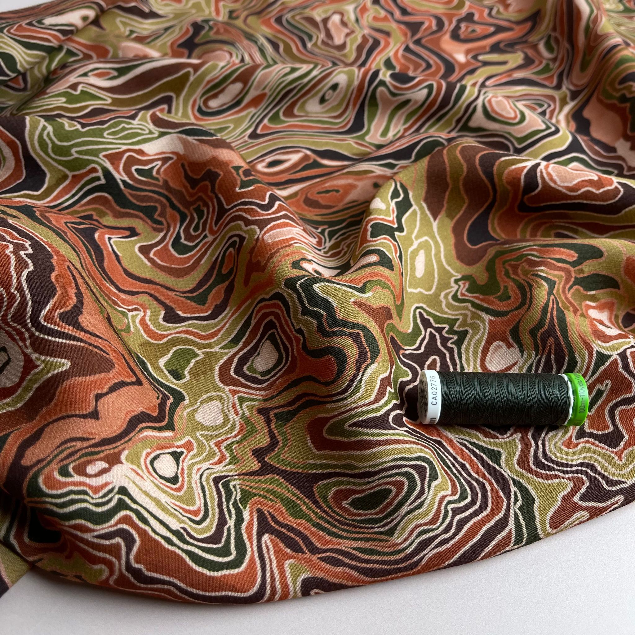 REMNANT 0.34 Metre - Earthy Marble Viscose Crepe with LENZING™ ECOVERO™ fibres