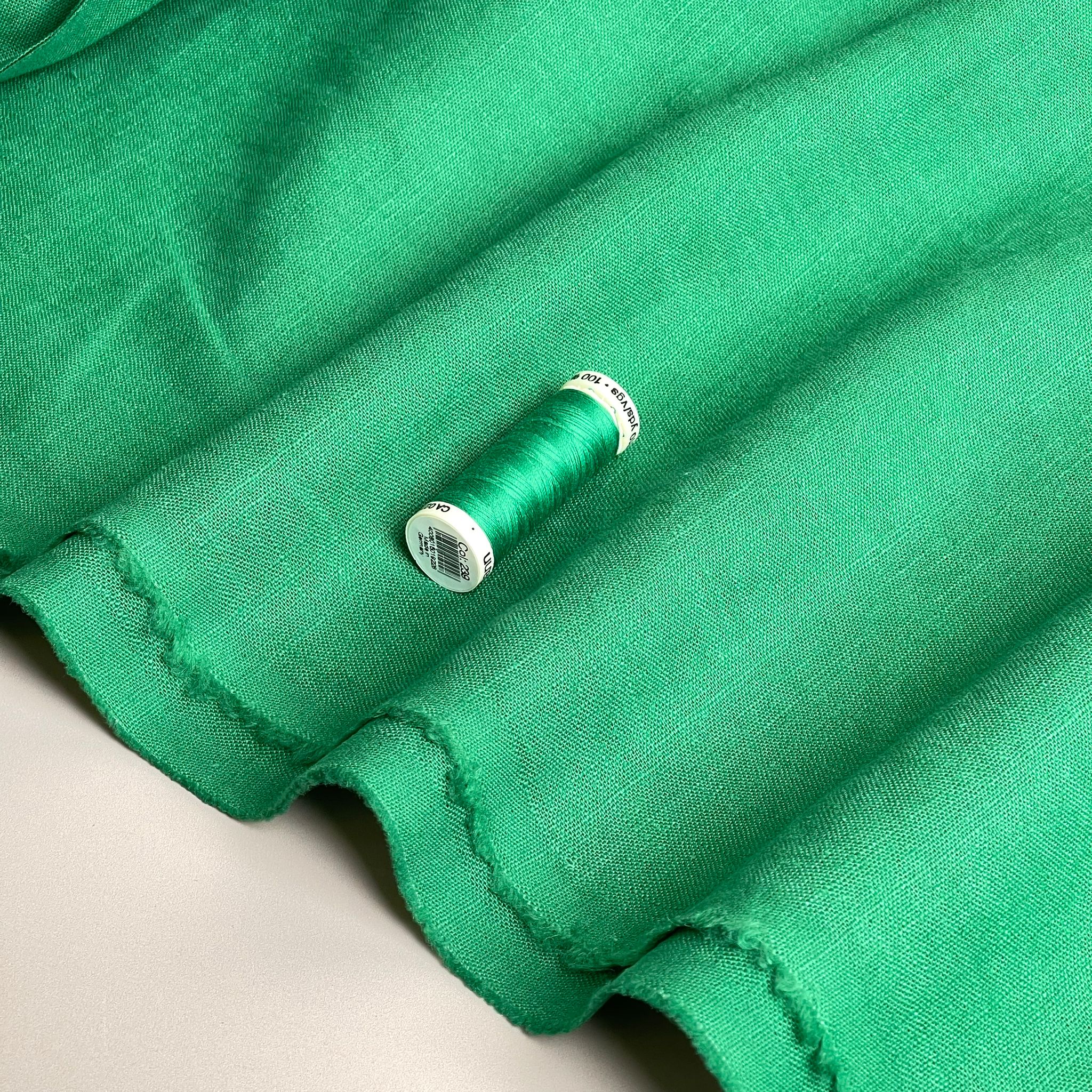 REMNANT 0.75 Metre (plus free section with small holes) - Breeze Emerald - Enzyme Washed Pure Linen Fabric (Copy)