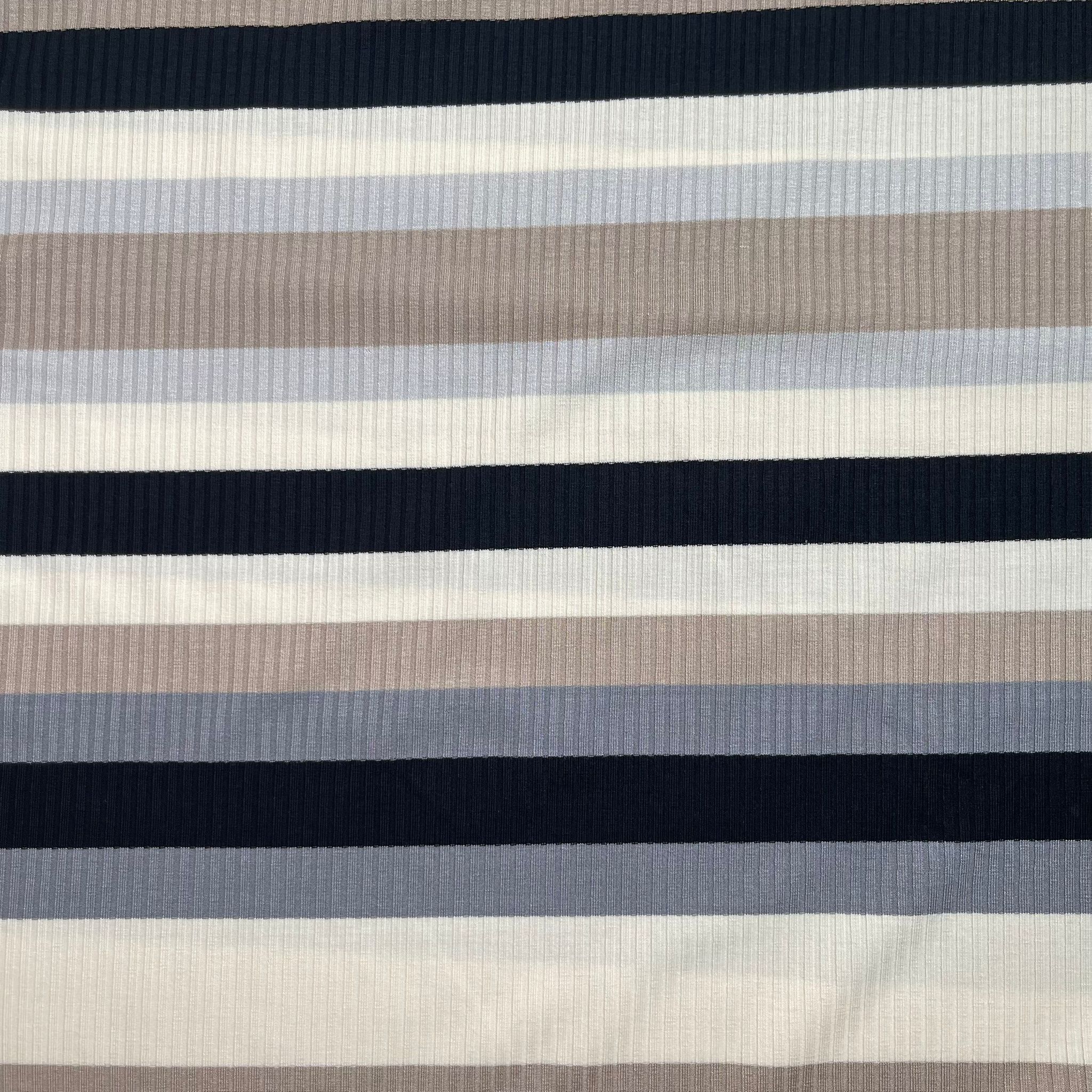 Yarn Dyed Neutrals Striped Cotton Ribbed Jersey