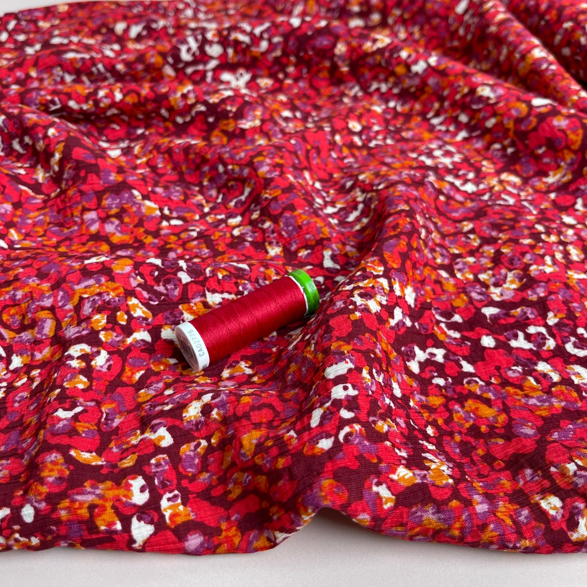 Sunset Dots Textured Viscose Crepe Fabric