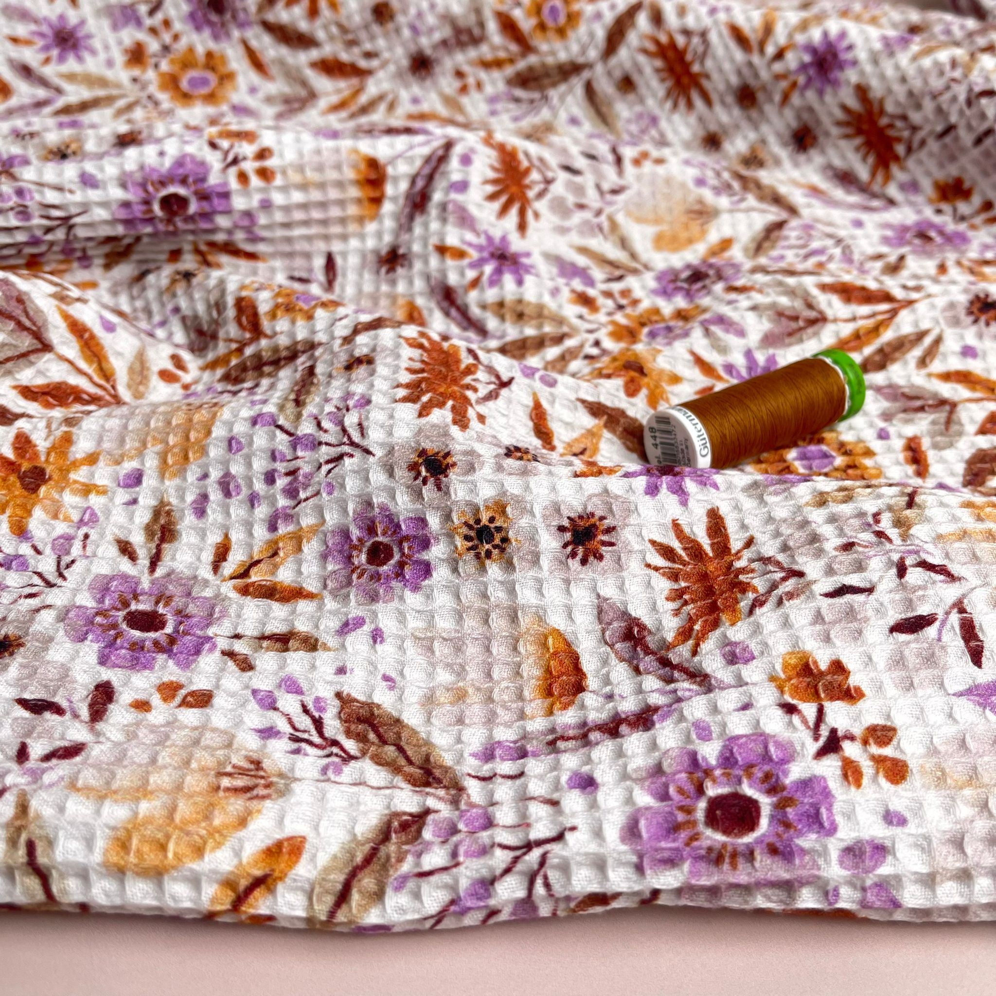 Autumn Floral Pure Cotton Waffle Fabric