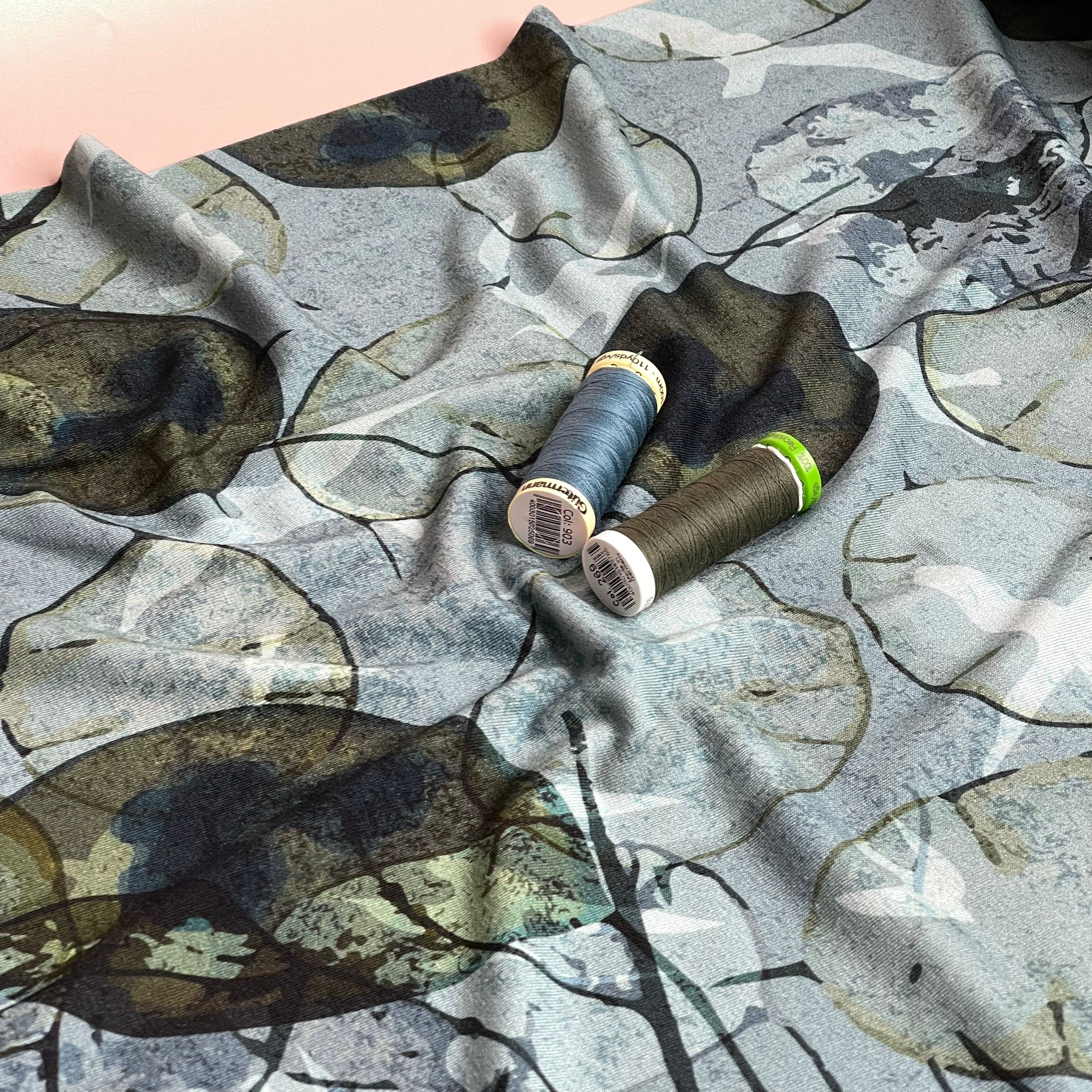 REMNANT 2.64 Metres - Danish Design - Frosted Leaves ECOVERVO™ Viscose Jersey