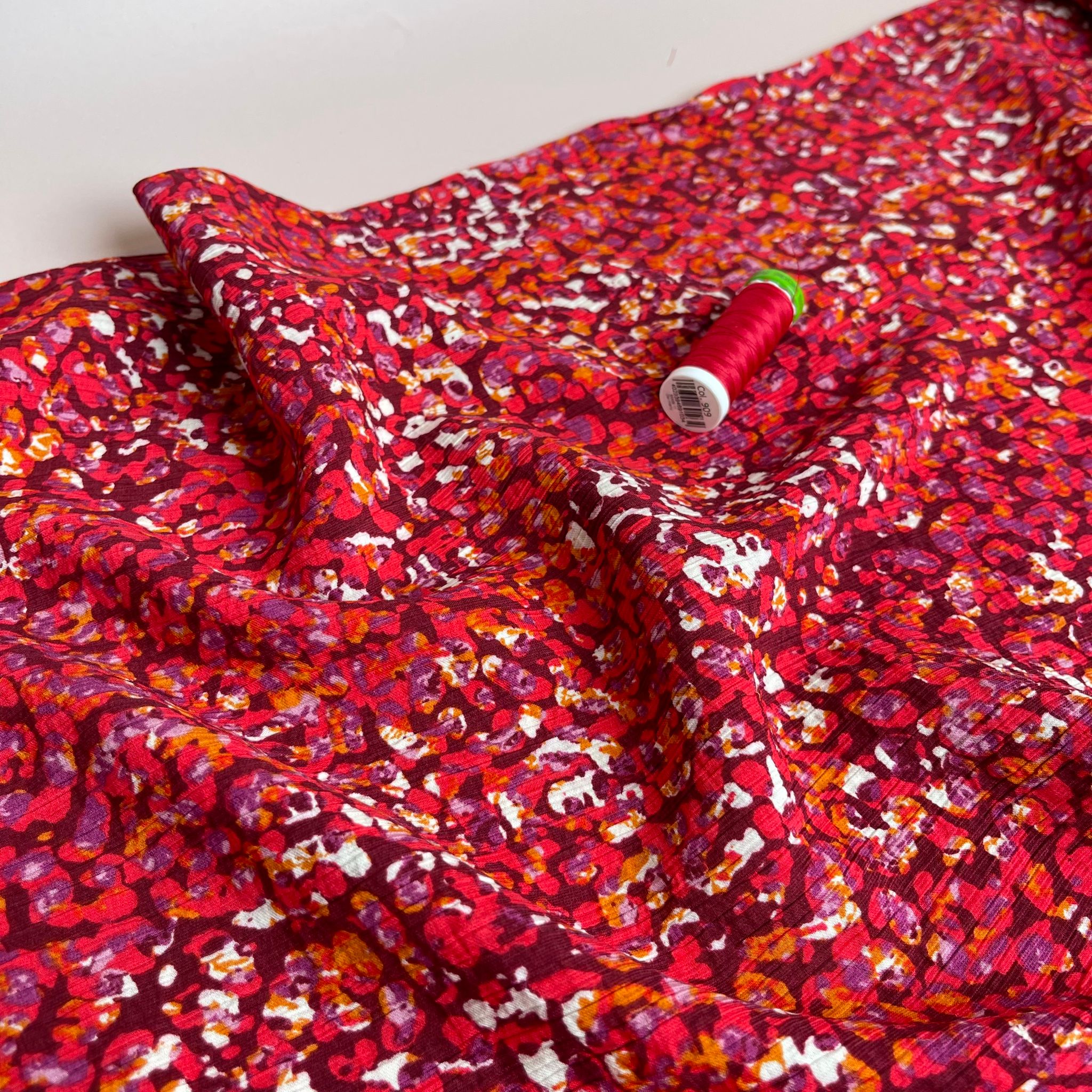 Sunset Dots Textured Viscose Crepe Fabric