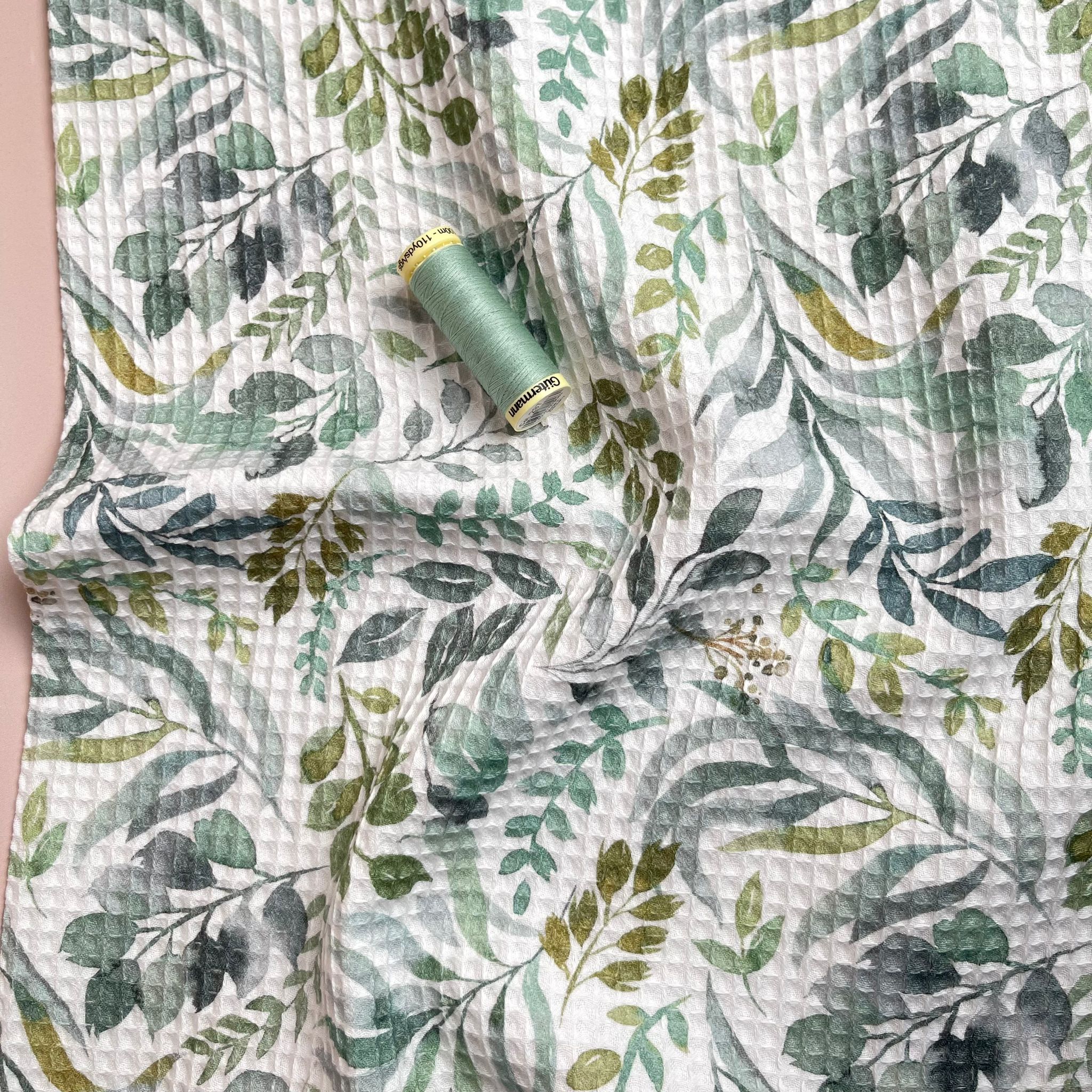 Eucalyptus Foliage Pure Cotton Waffle Fabric