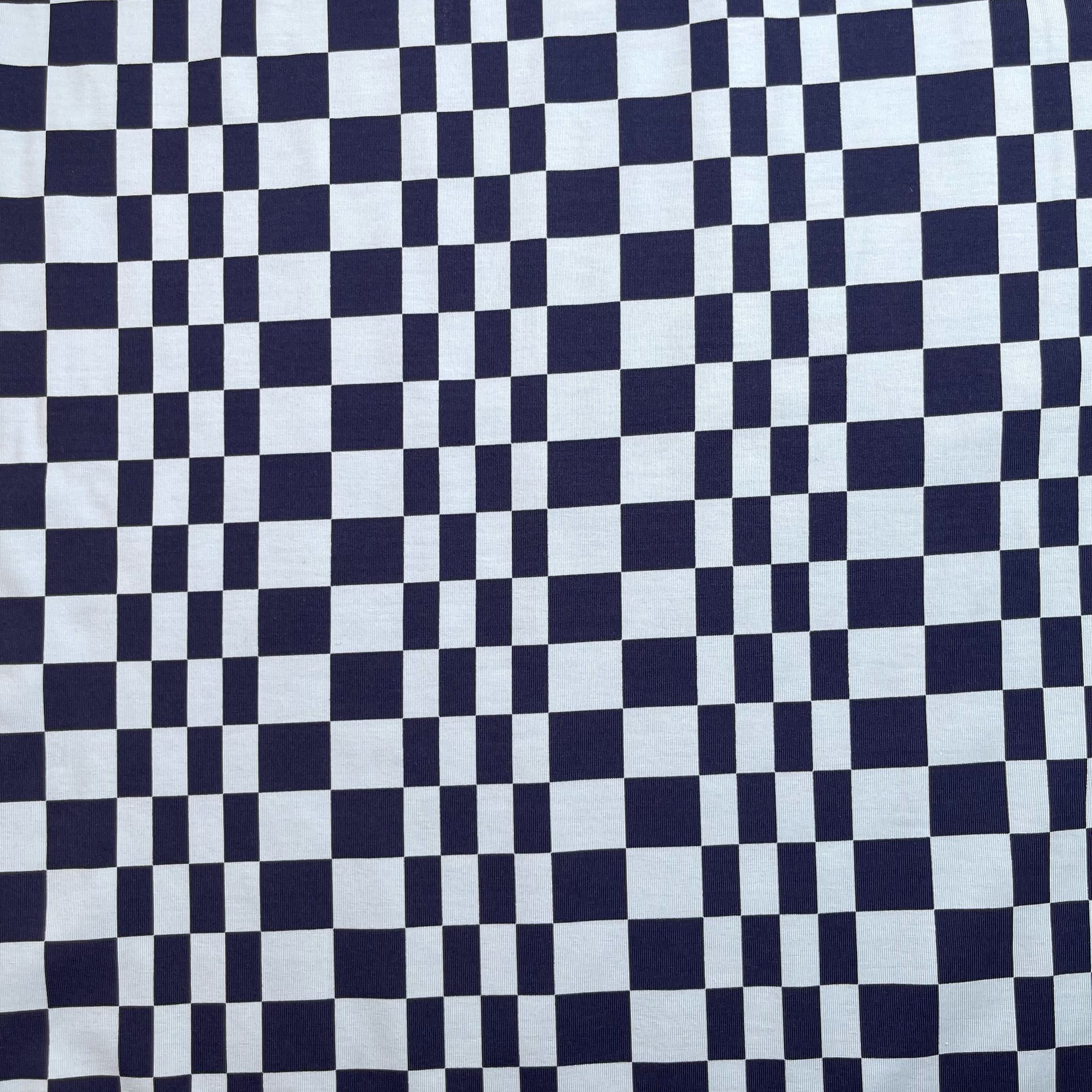 Checkers in Blue and Navy Cotton Jersey Fabric