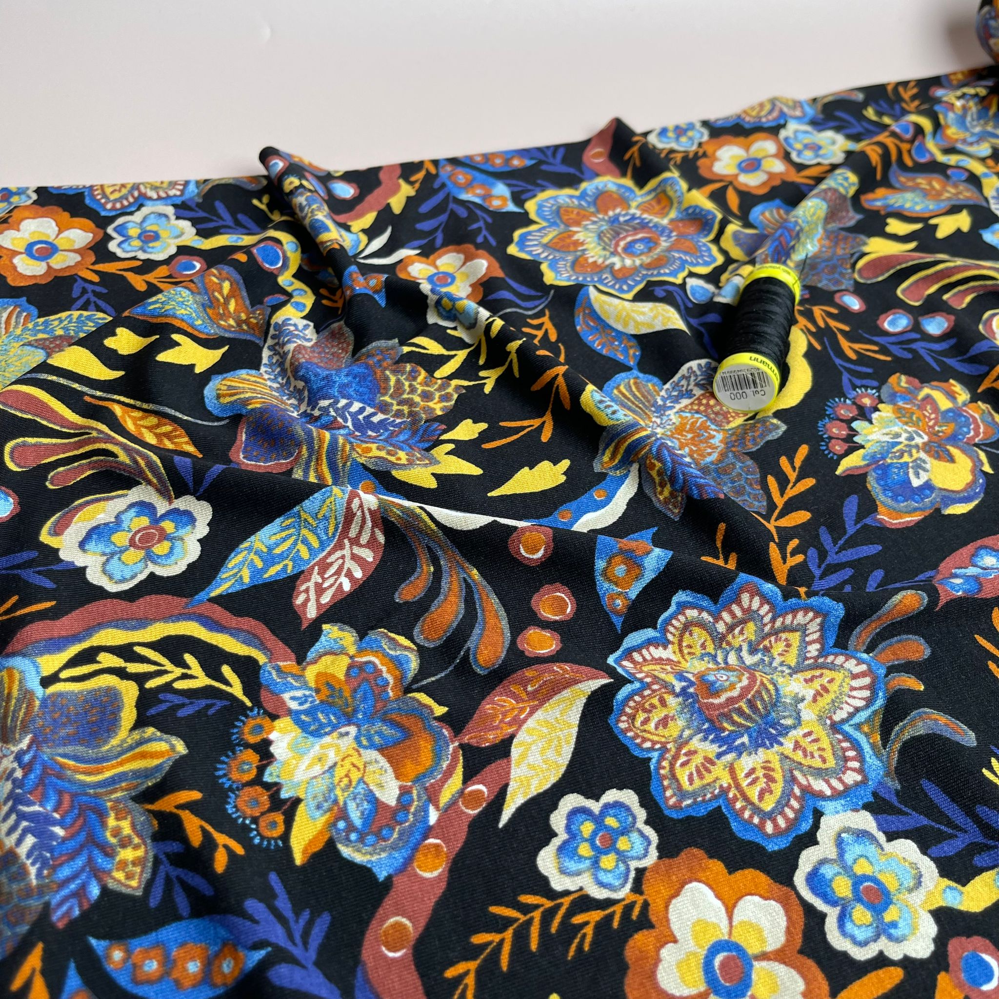 Autumn Flowers De Luxe Viscose Jersey Fabric