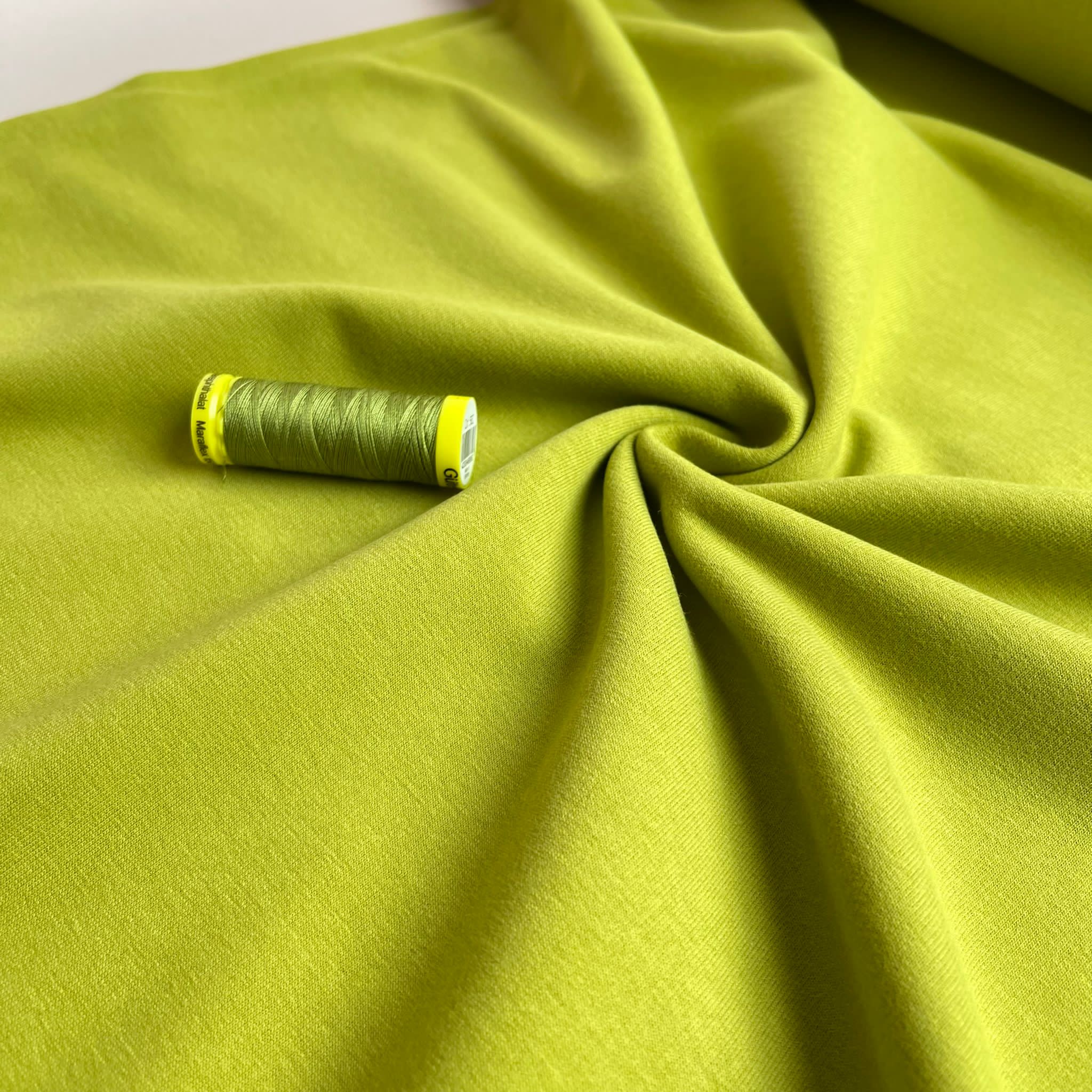 Peach Soft GOTS Organic Cotton Sweat-shirting in Lime Green