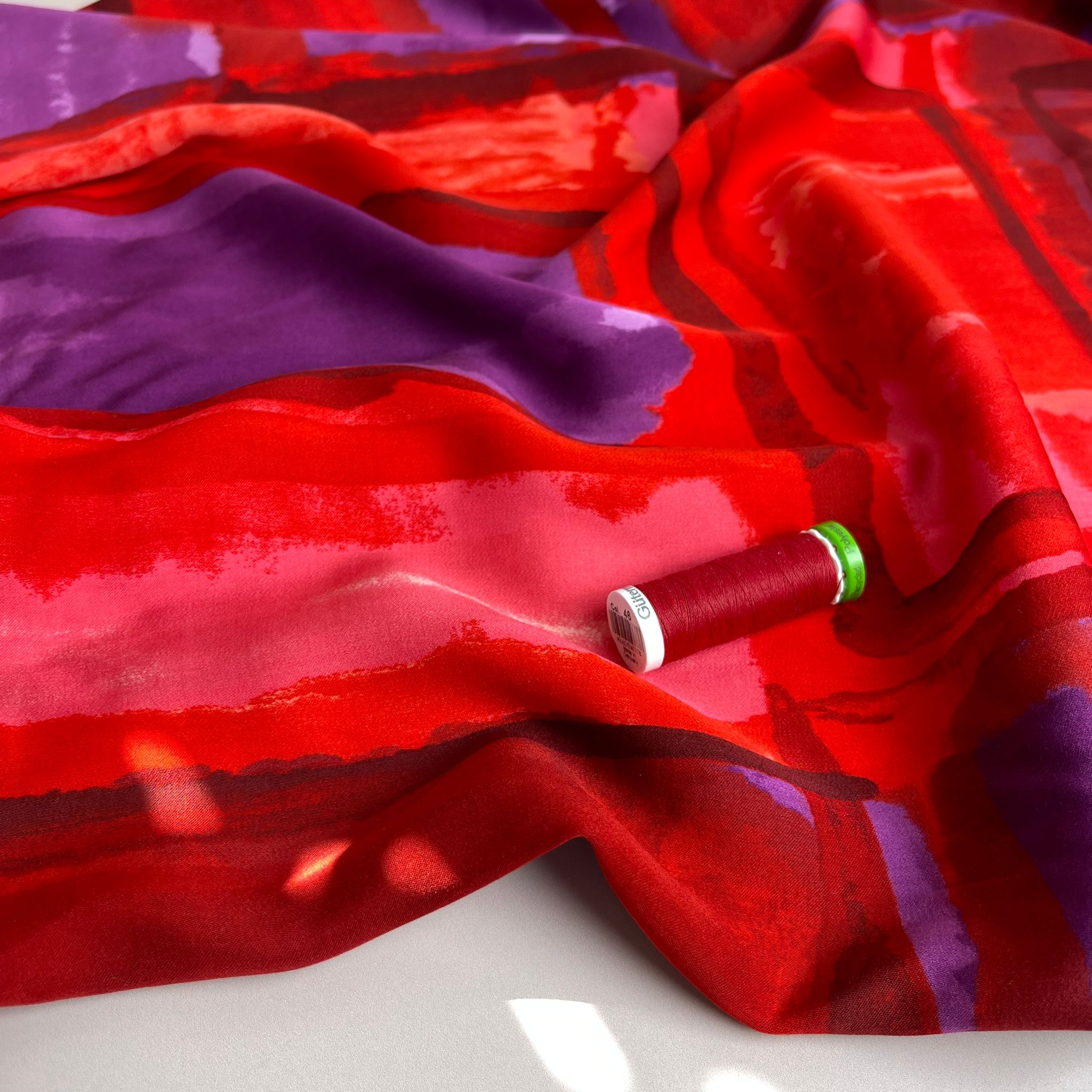 Artists Canvas in Red Viscose Sateen Fabric