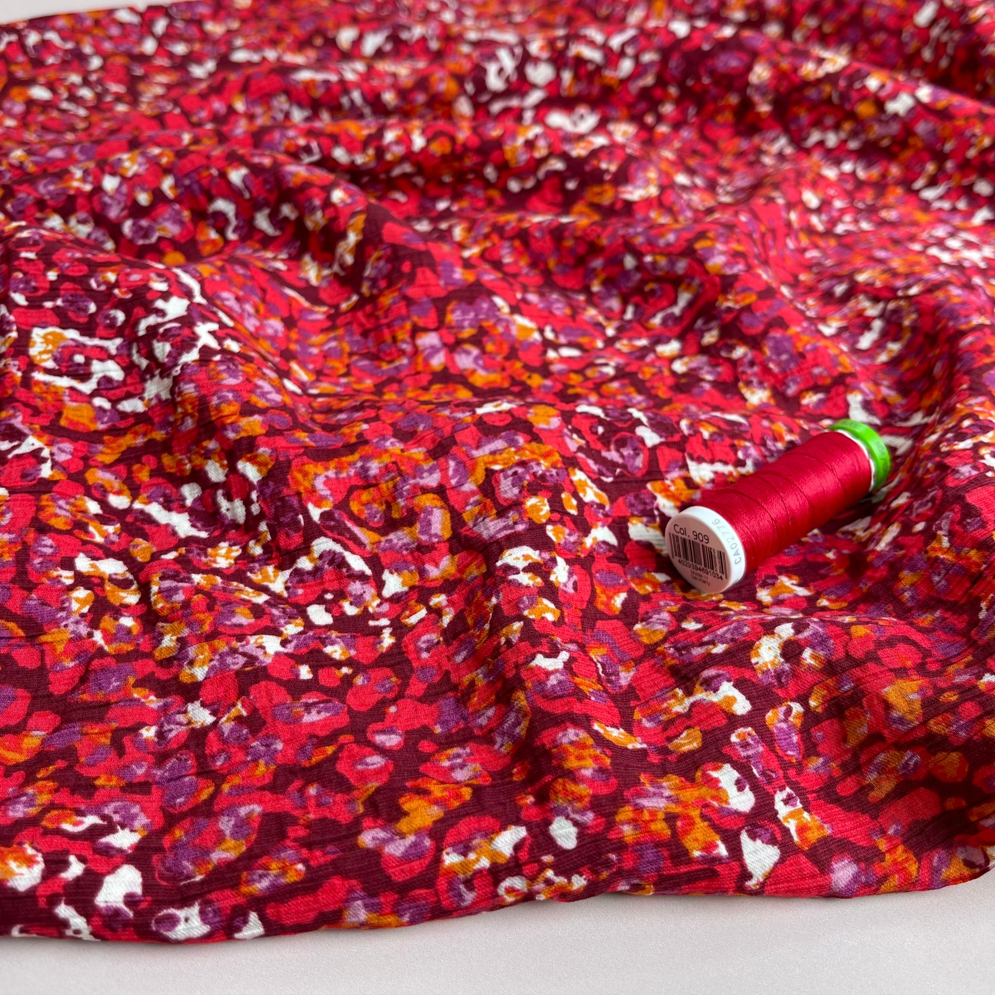 Sunset Dots Textured Viscose Crepe Fabric
