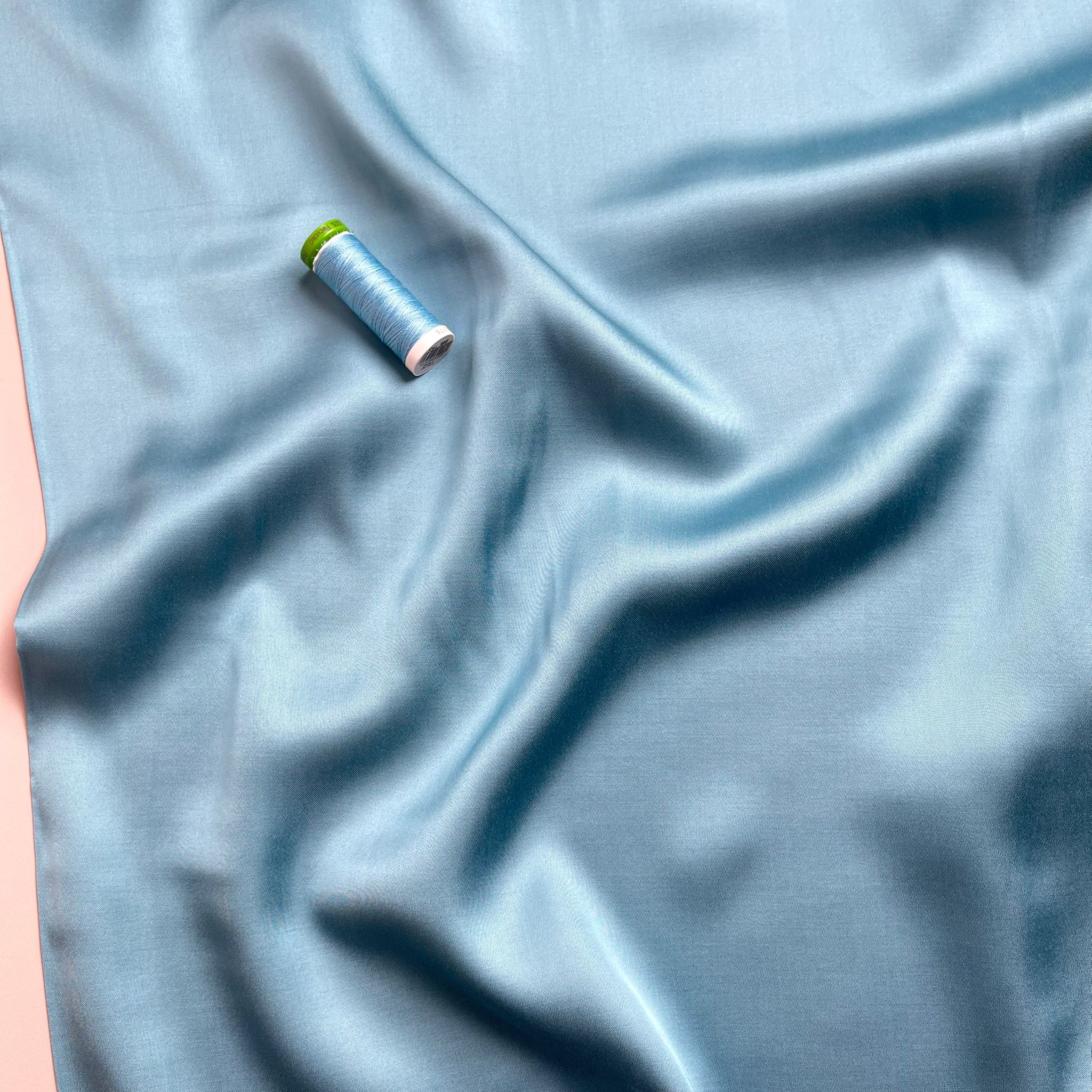 Turquoise Solid Viscose Sateen Fabric