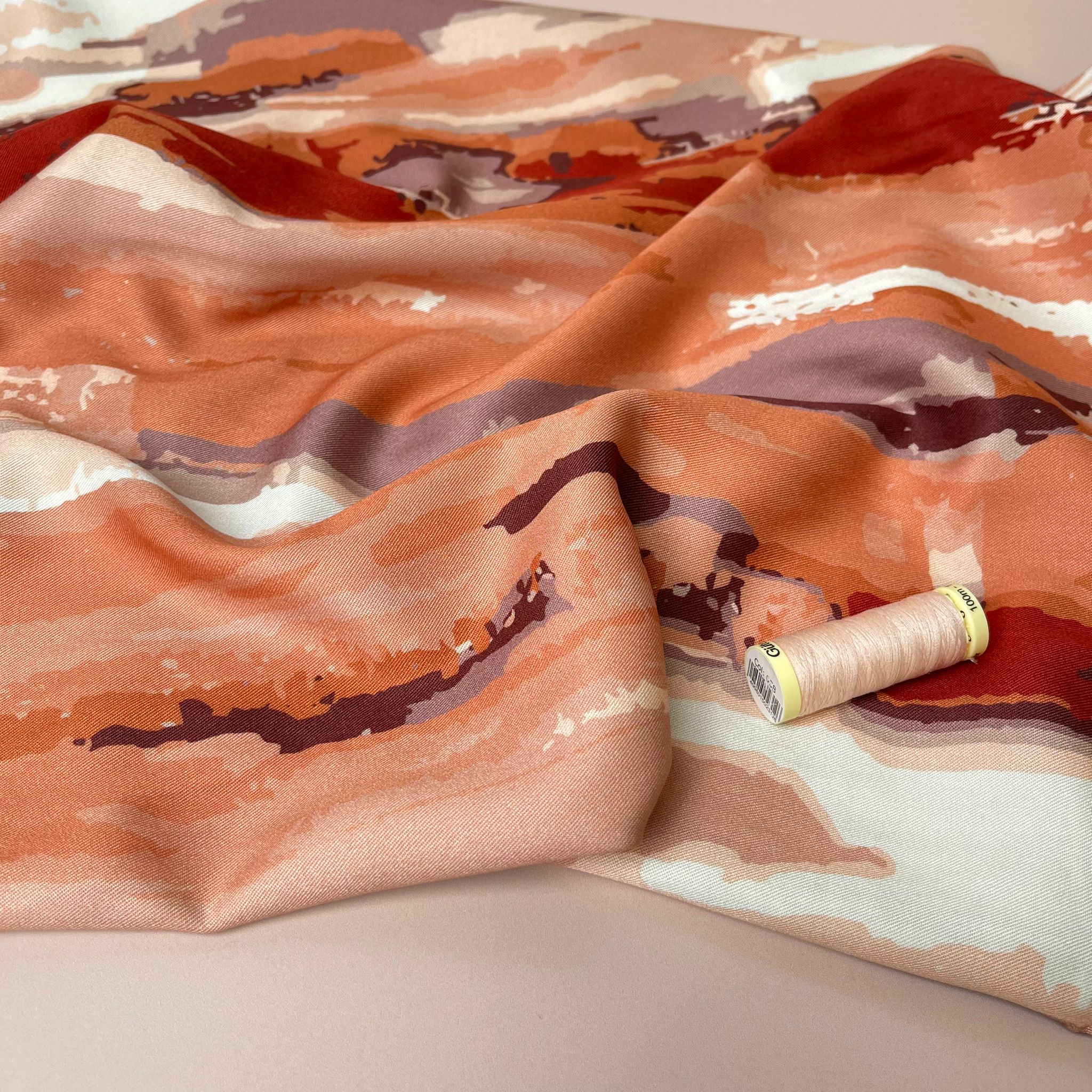 REMNANT 0.85 Metre - Light & Lush - Summer Sunset Viscose Twill Fabric