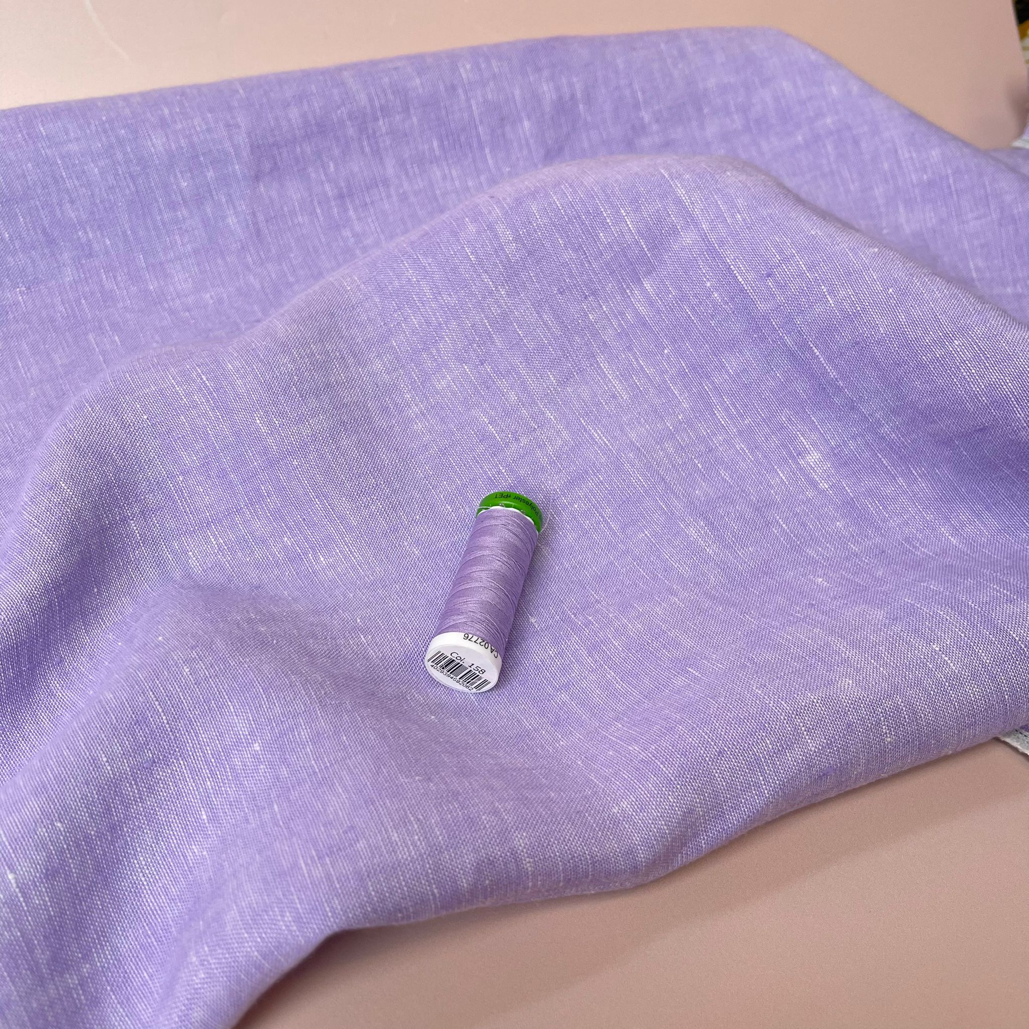 Yarn Dyed Pure Linen Fabric in Lilac