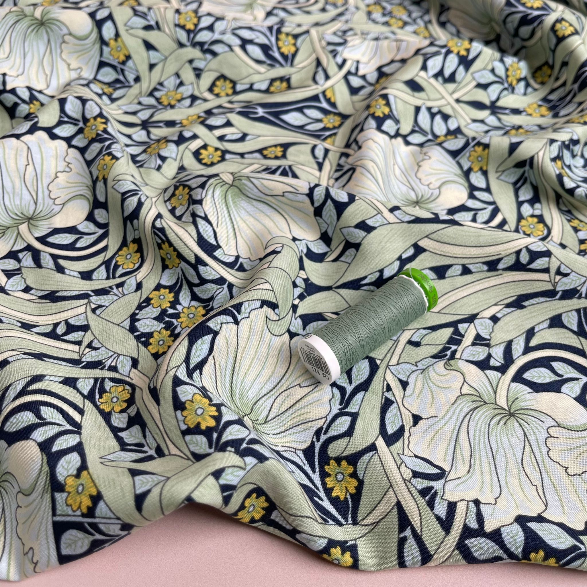 Morris Mint Green Viscose Fabric