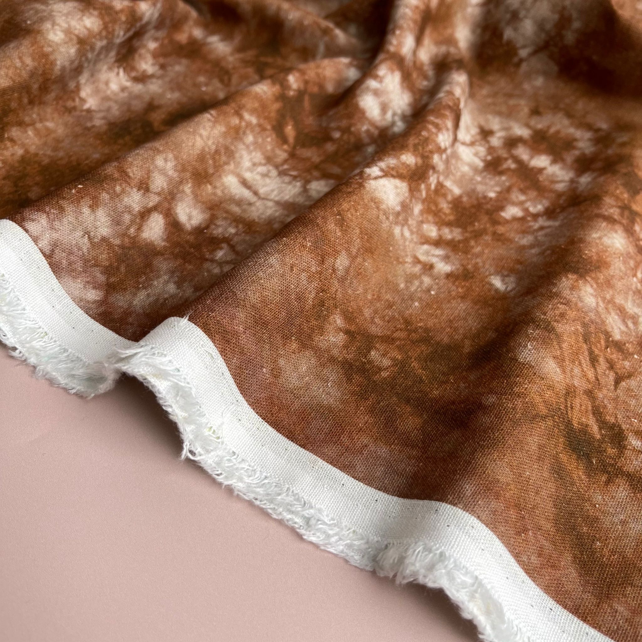 Tie Dye Rich Brown Linen Viscose Blend Fabric