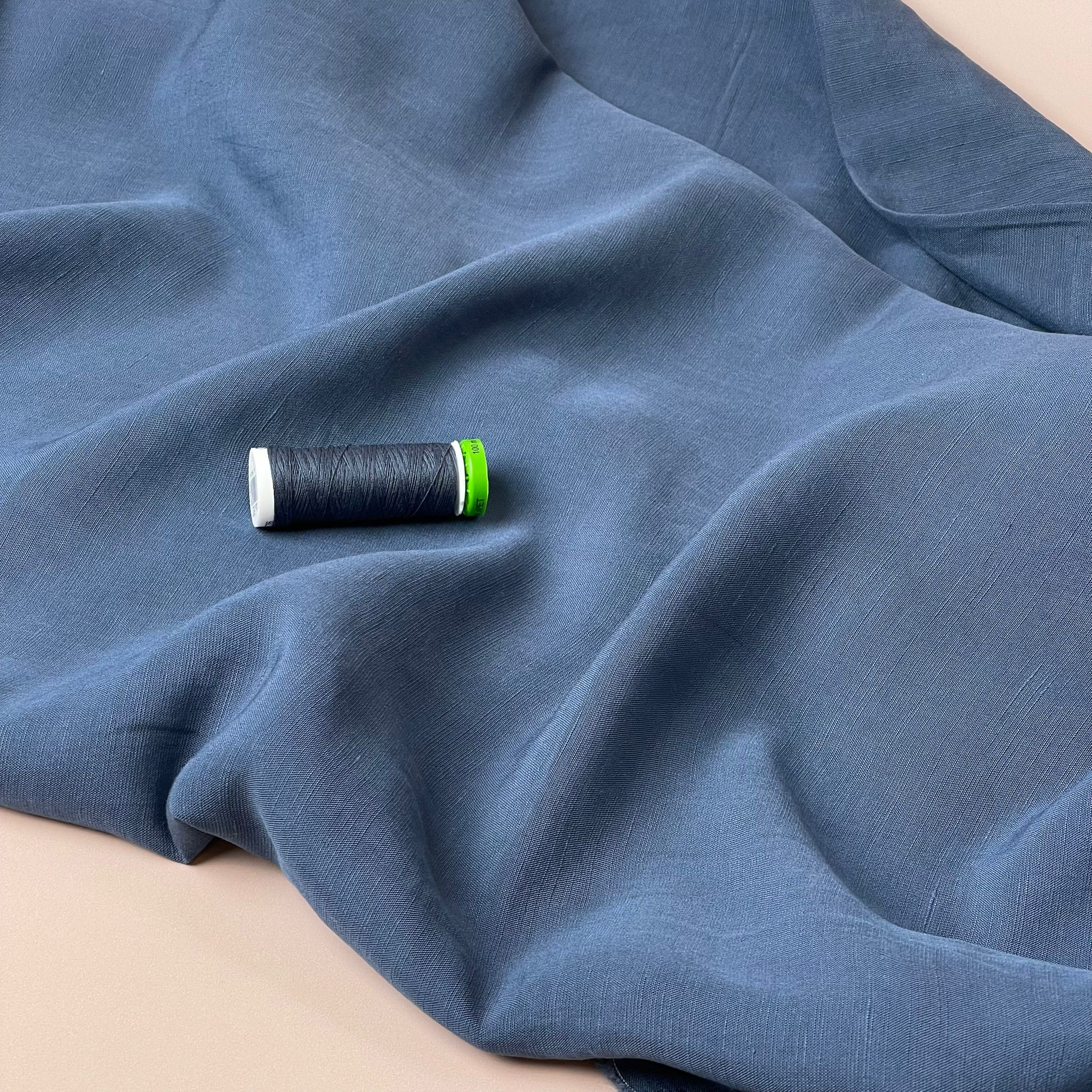 Lush Denim Navy Light Viscose Linen Crepe Dress Fabric