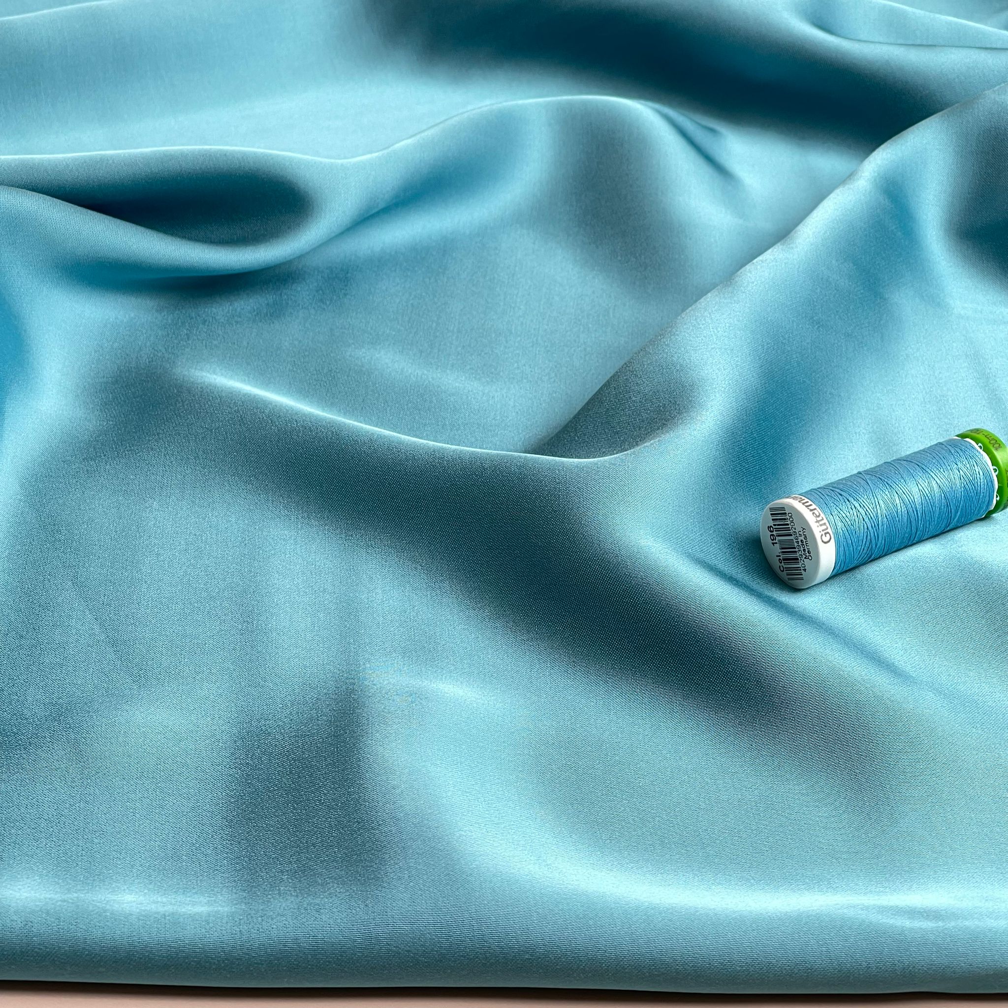 Turquoise Solid Viscose Sateen Fabric