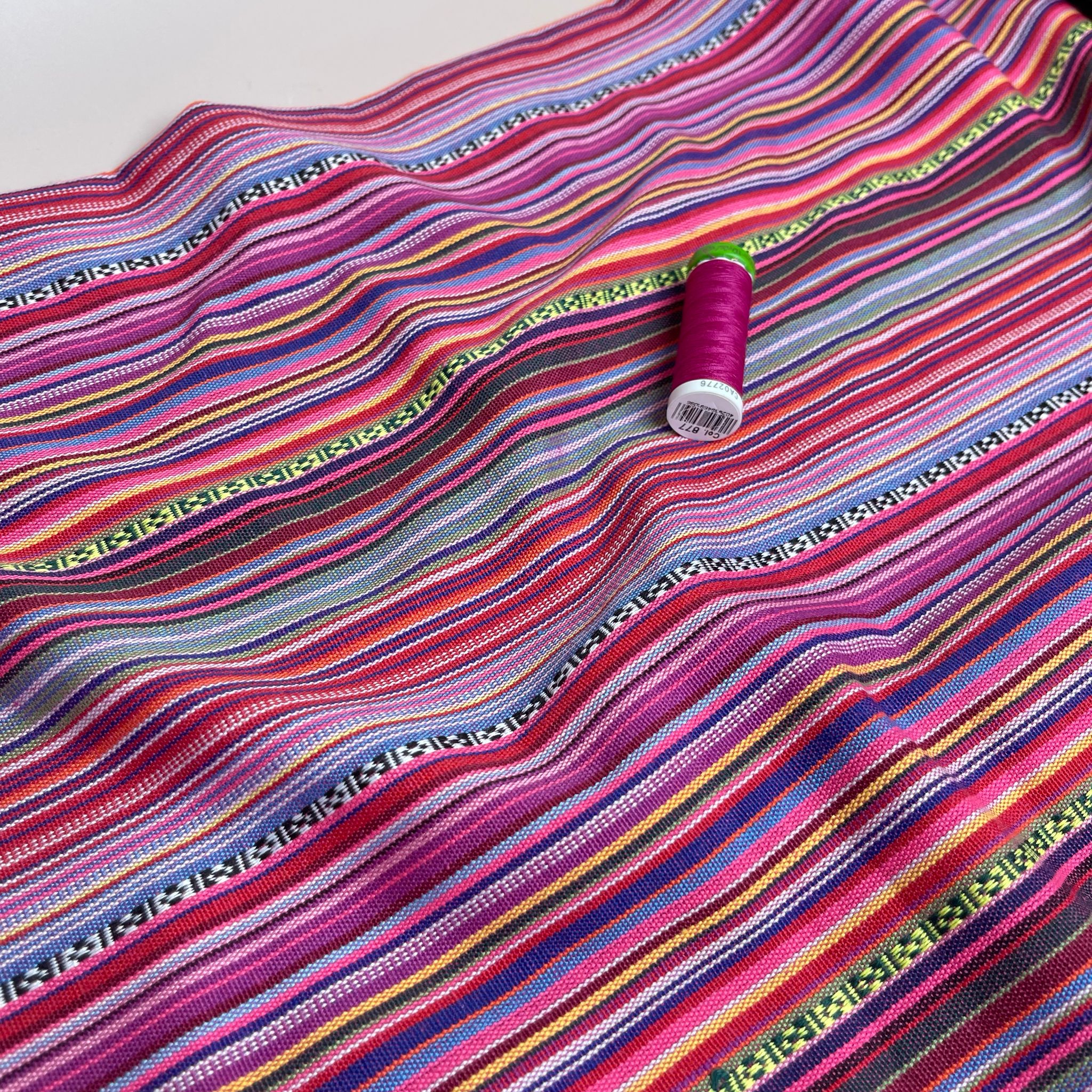 Yarn Dyed Fuchsia Stripes Jacquard Fabric