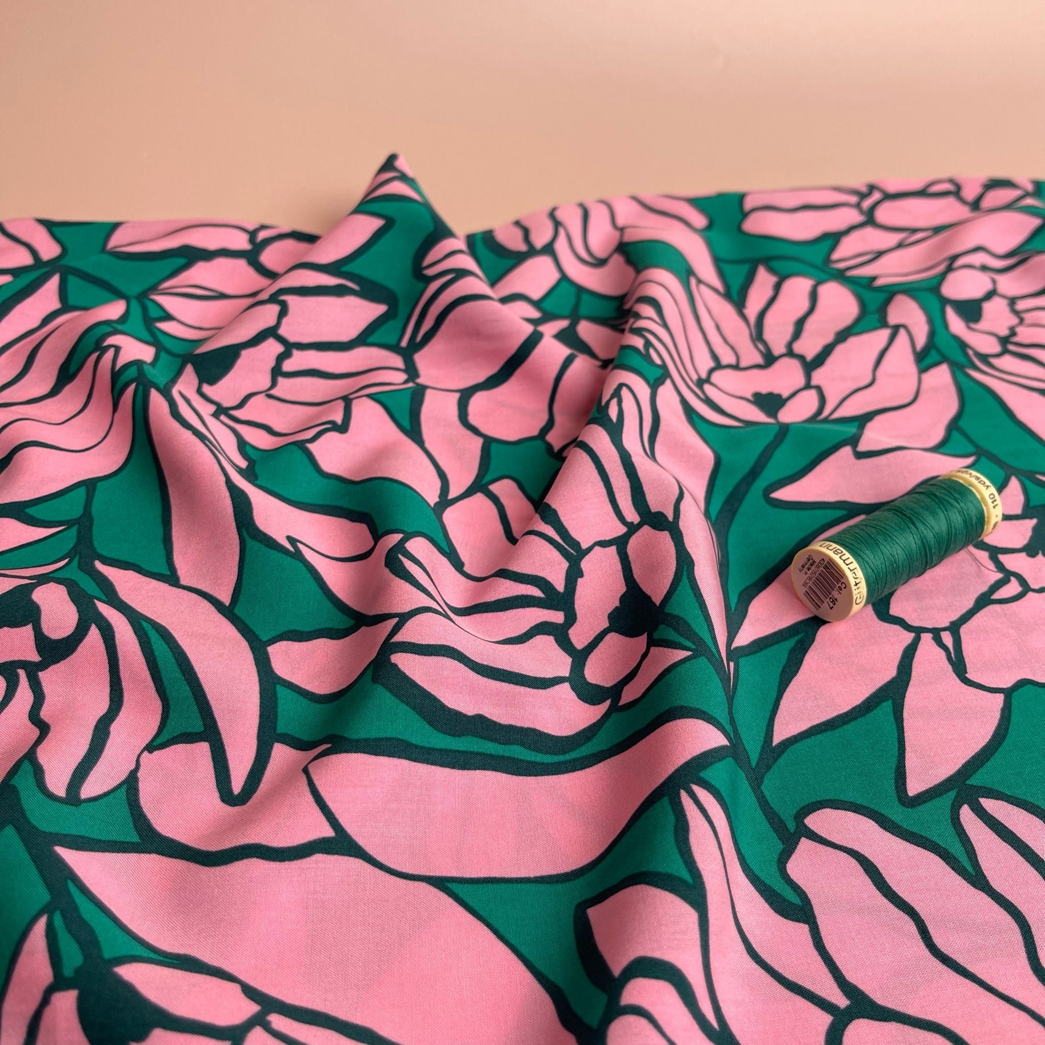 Nerida Hansen - Inked Bouquet Green and Pink Viscose with LENZING™ ECOVERO™ fibres