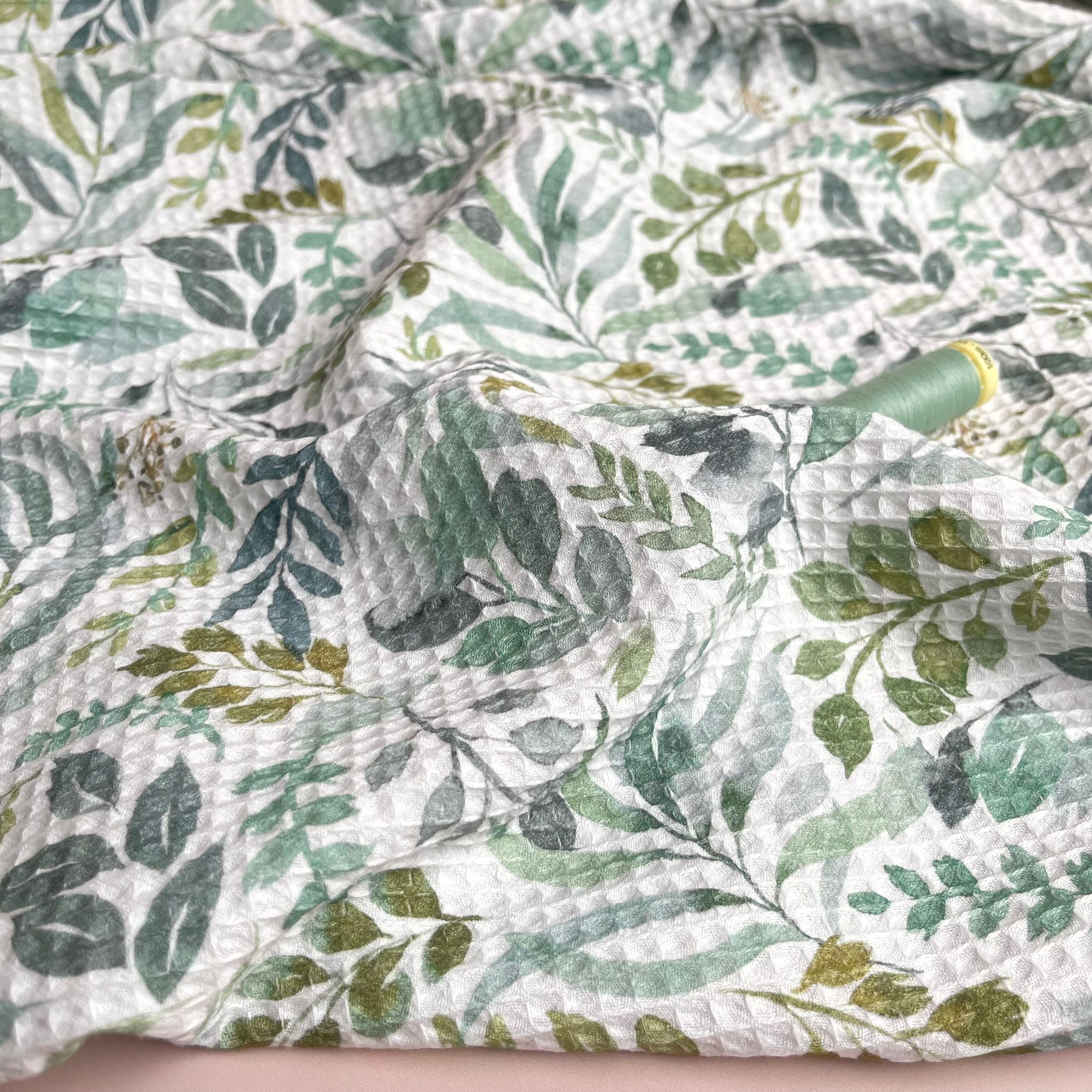 Eucalyptus Foliage Pure Cotton Waffle Fabric