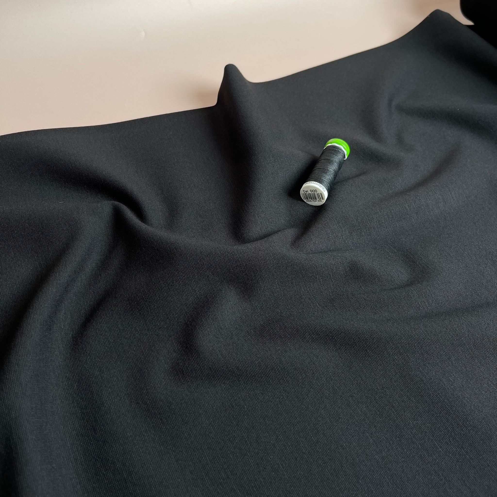 Brushed Viscose Ponte Roma Double Knit Fabric in Black