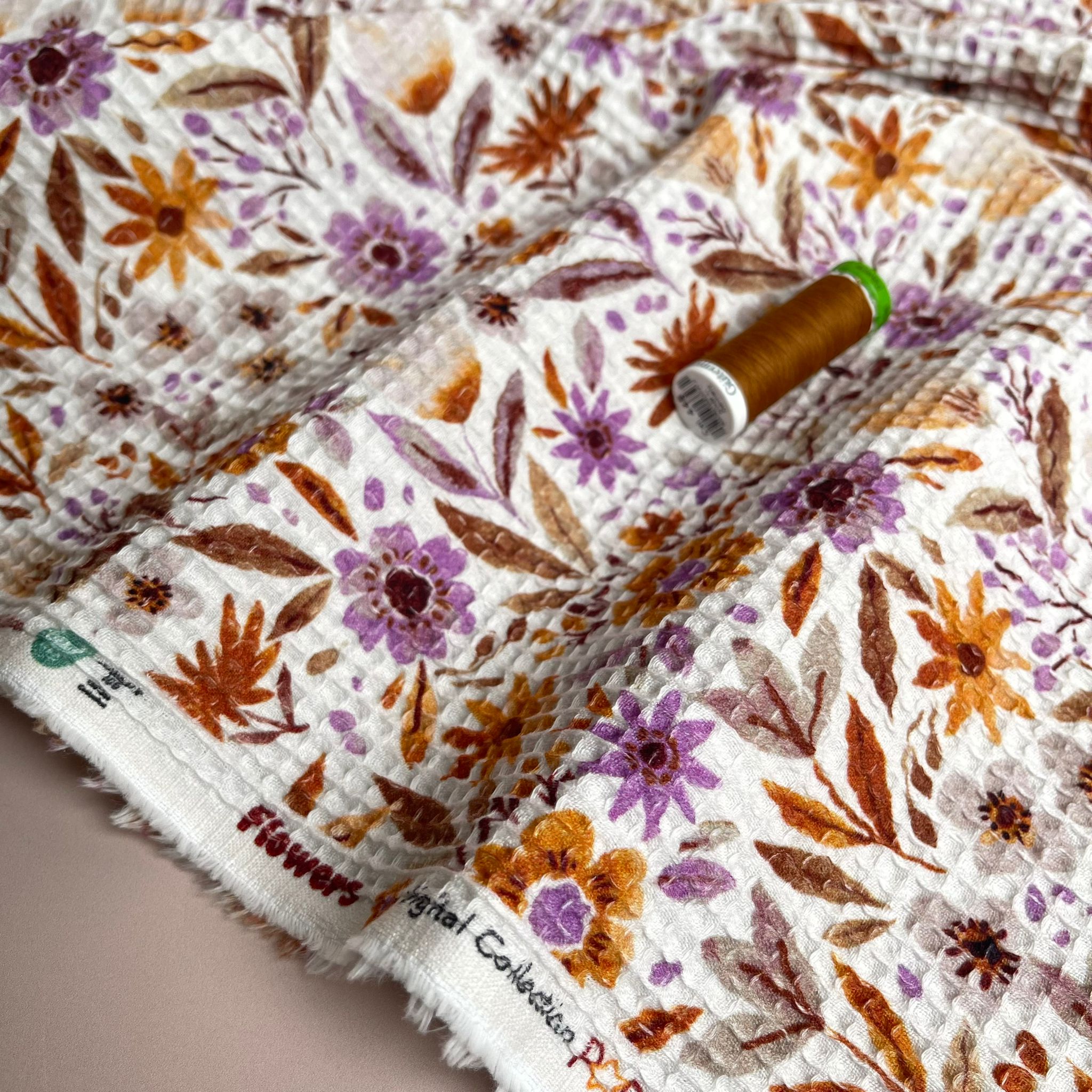 Autumn Floral Pure Cotton Waffle Fabric