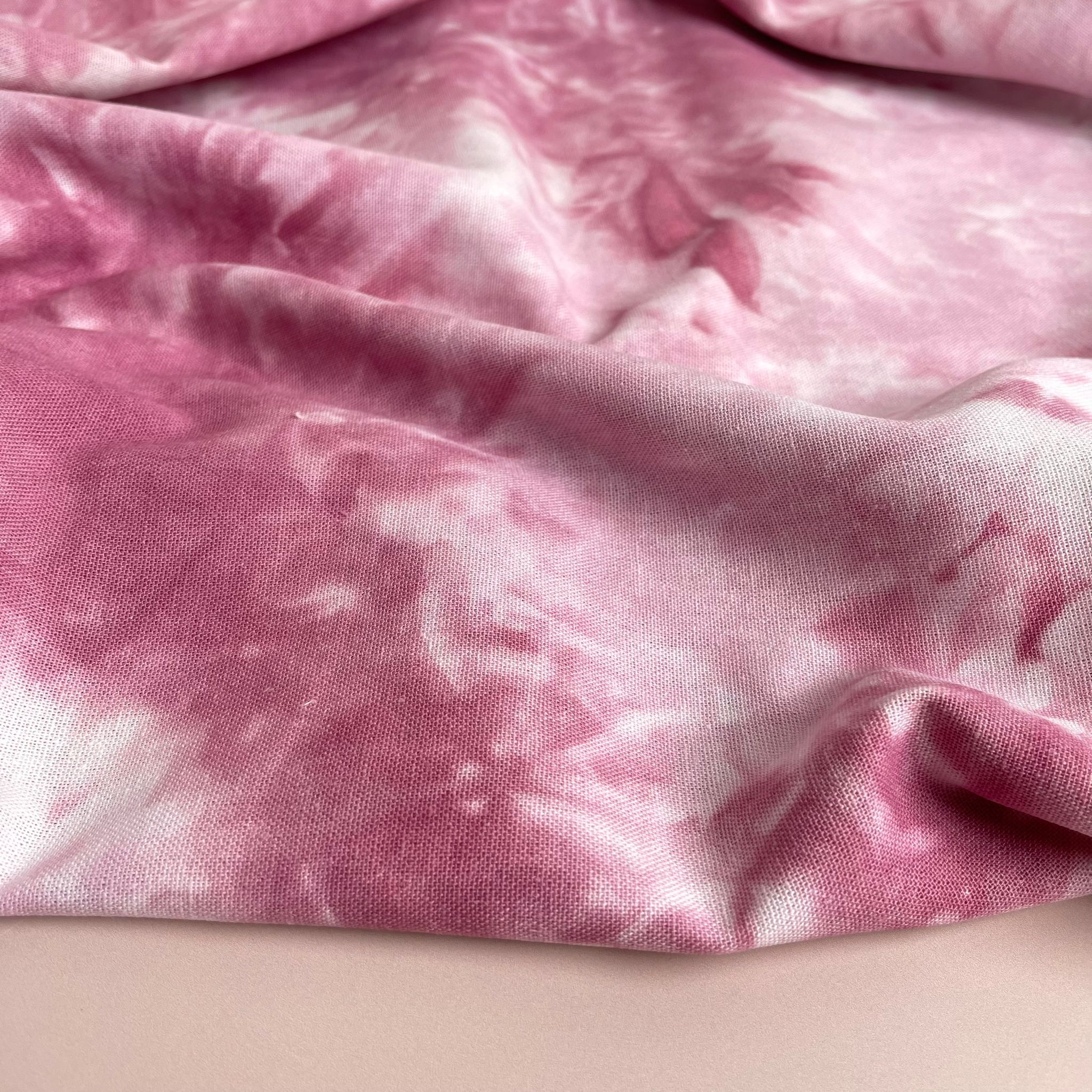 Pink Tie Dye Linen Viscose Blend Fabric