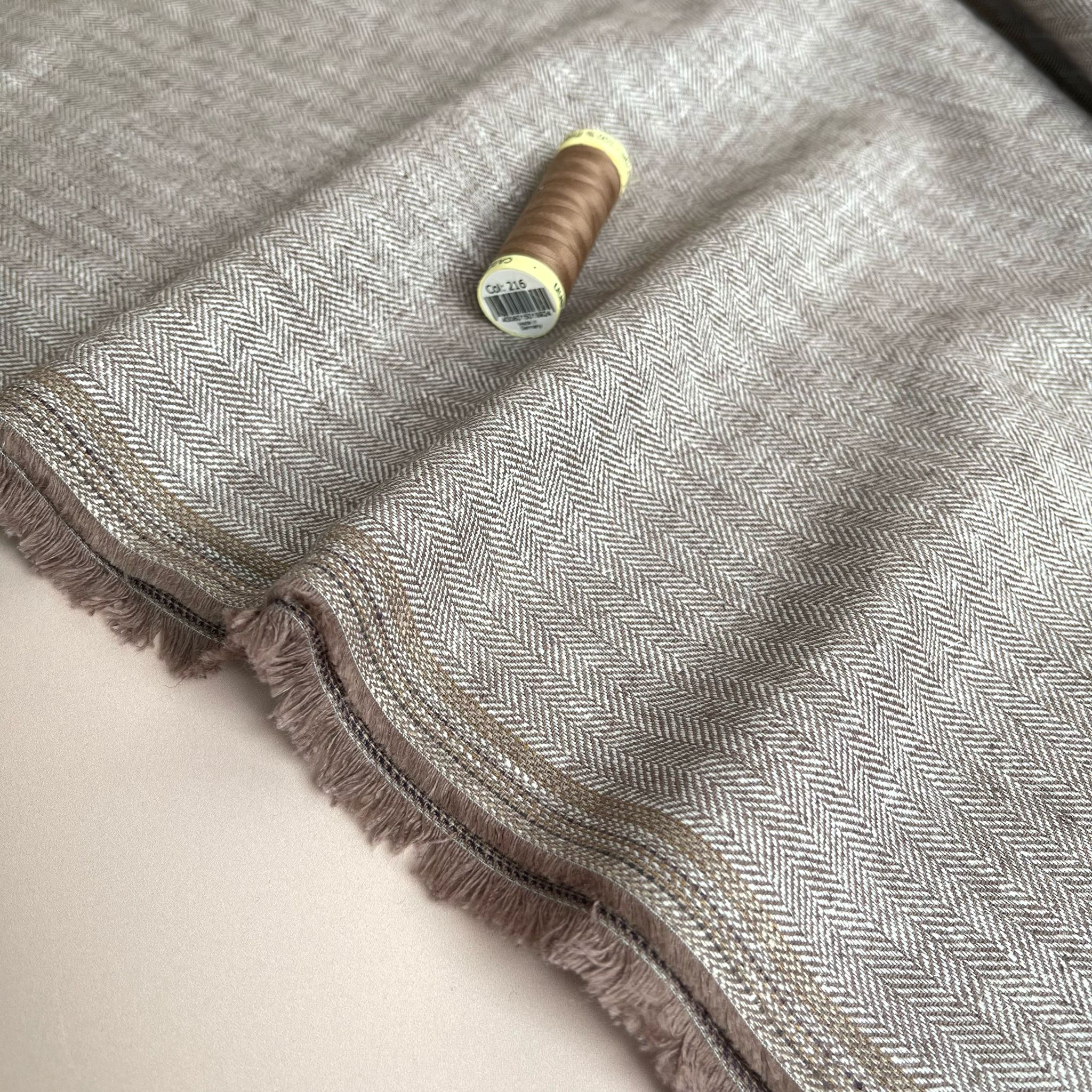 Chevron Brown Linen Cotton Twill