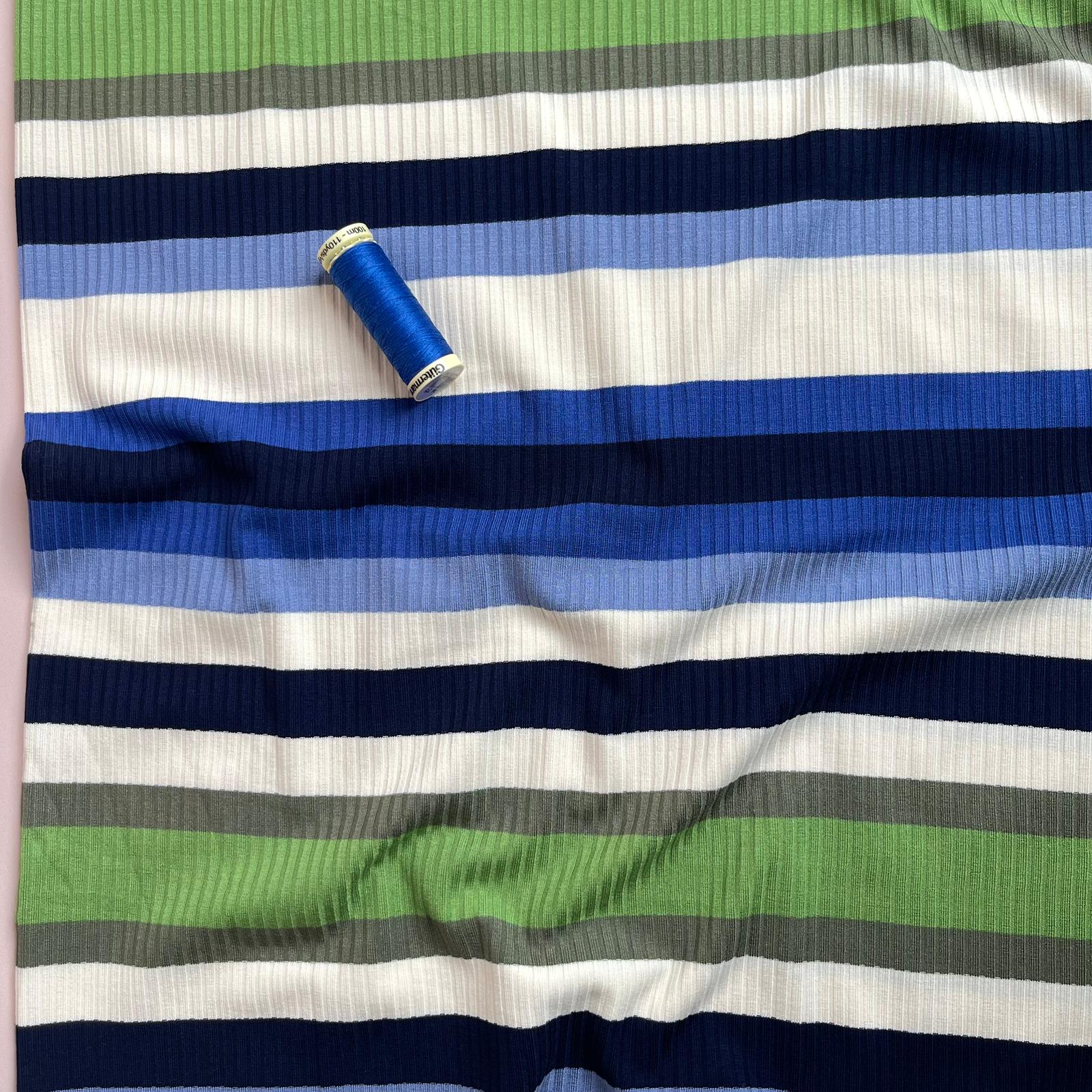 Yarn Dyed Ocean Wave Striped Cotton Ribbed Jersey