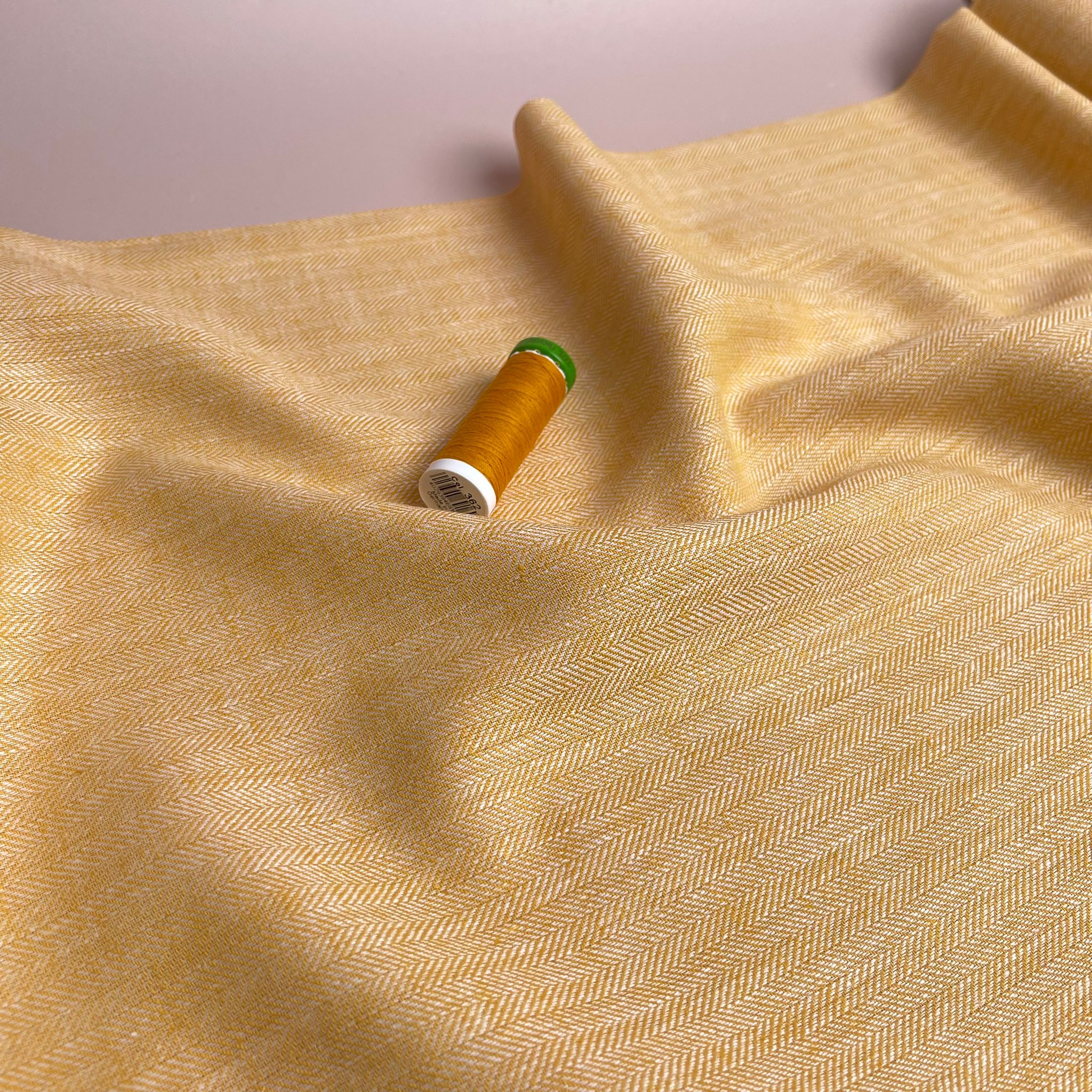 Chevron Yellow Linen Cotton Twill
