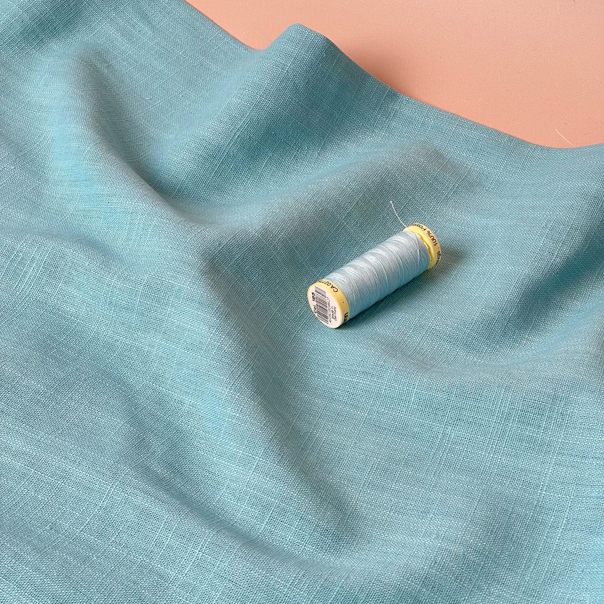 Breeze Aqua - Enzyme Washed Pure Linen Fabric