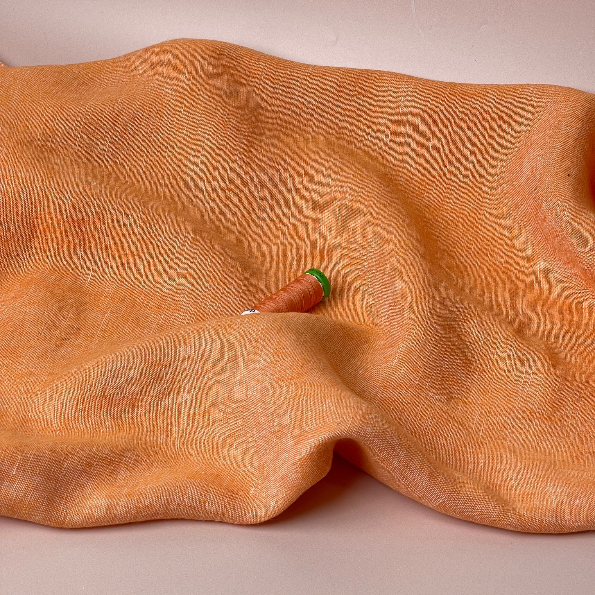 Yarn Dyed Pure Linen Fabric in Apricot