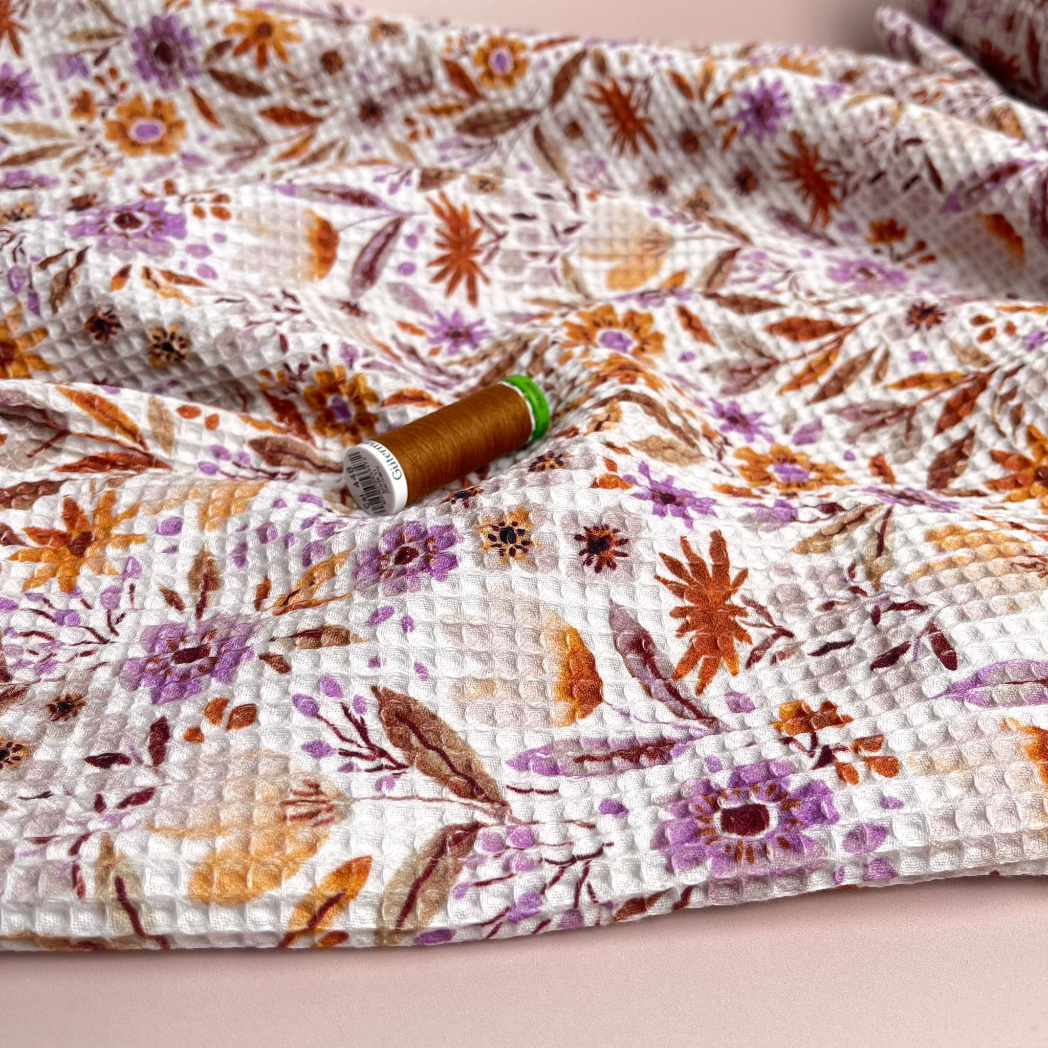 Autumn Floral Pure Cotton Waffle Fabric