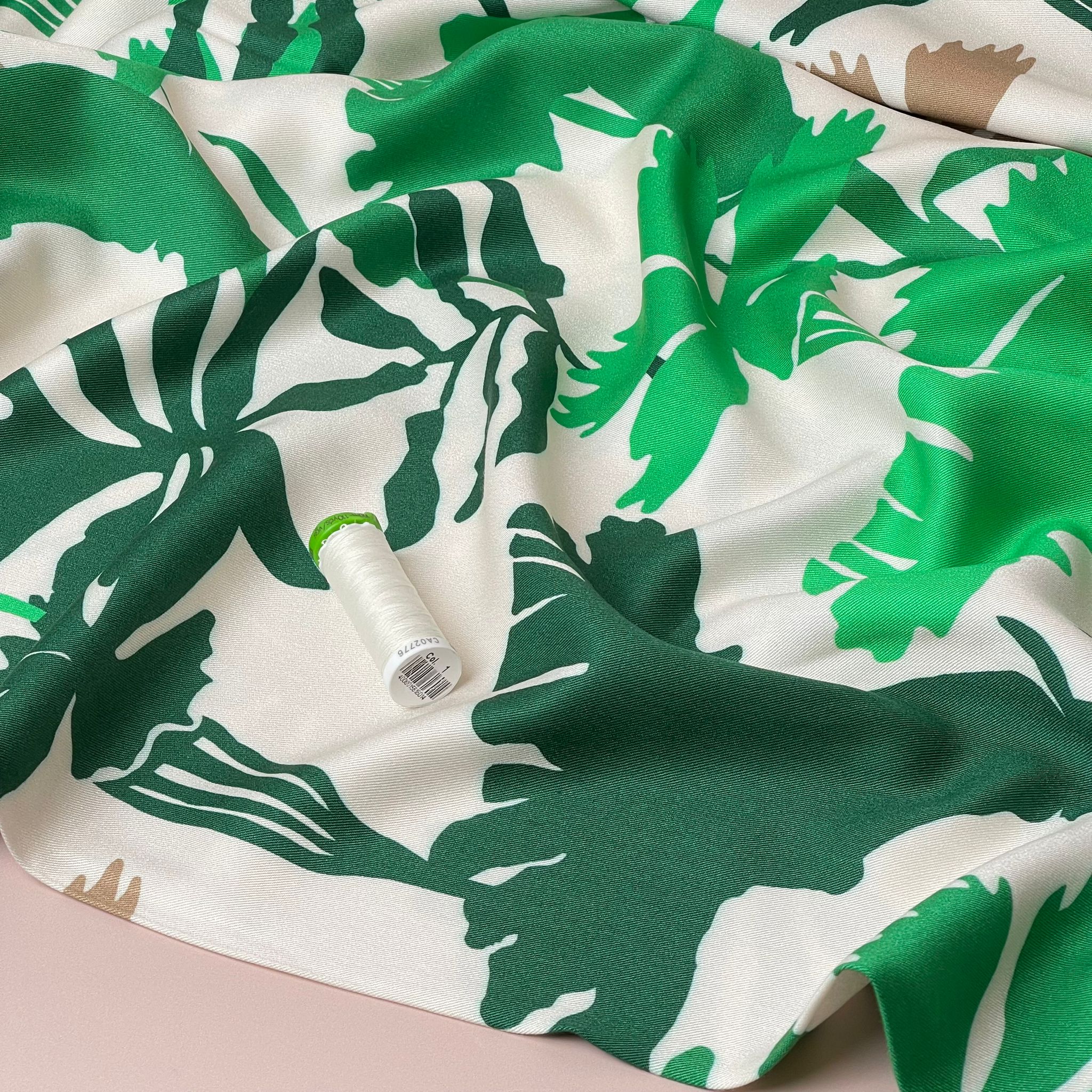Light & Lush - Emerald Shadow Foliage Viscose Twill Fabric