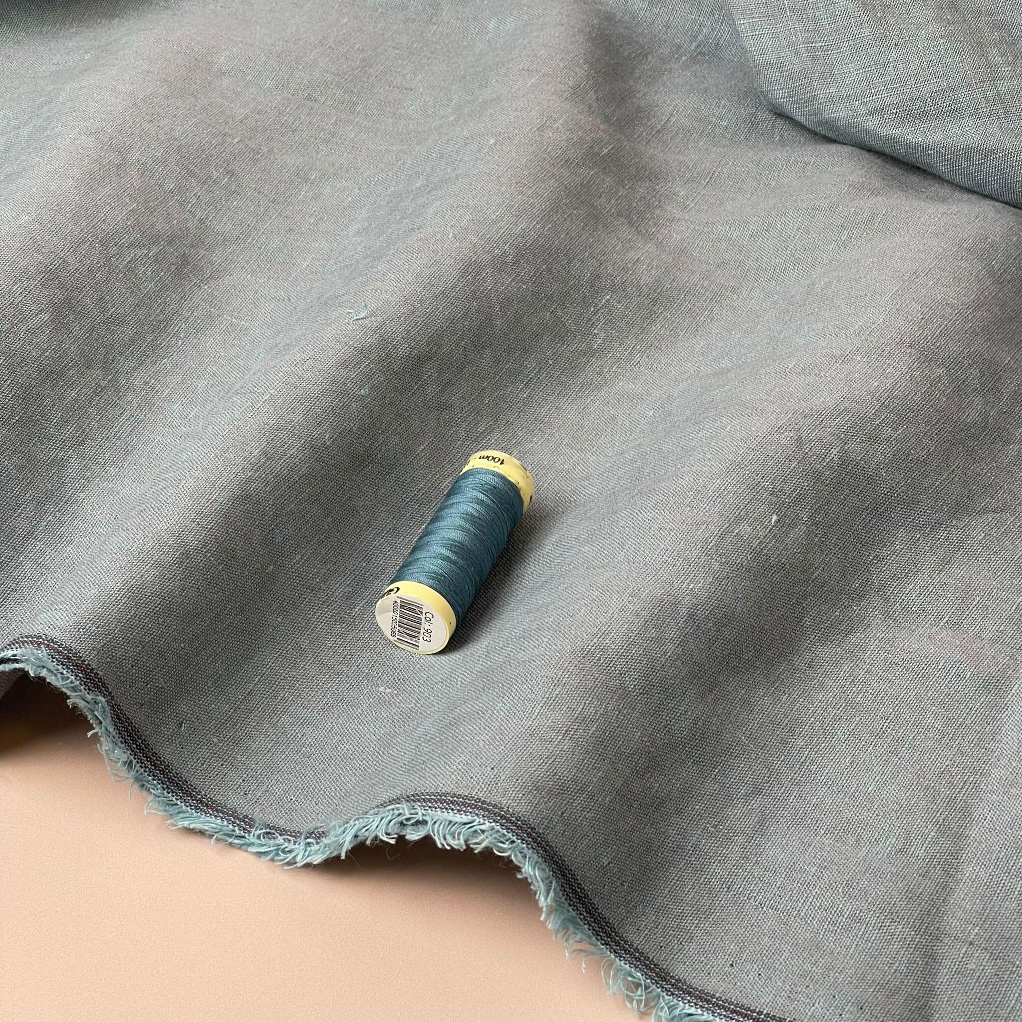 Yarn Dyed Pure Linen Fabric in Slate Blue