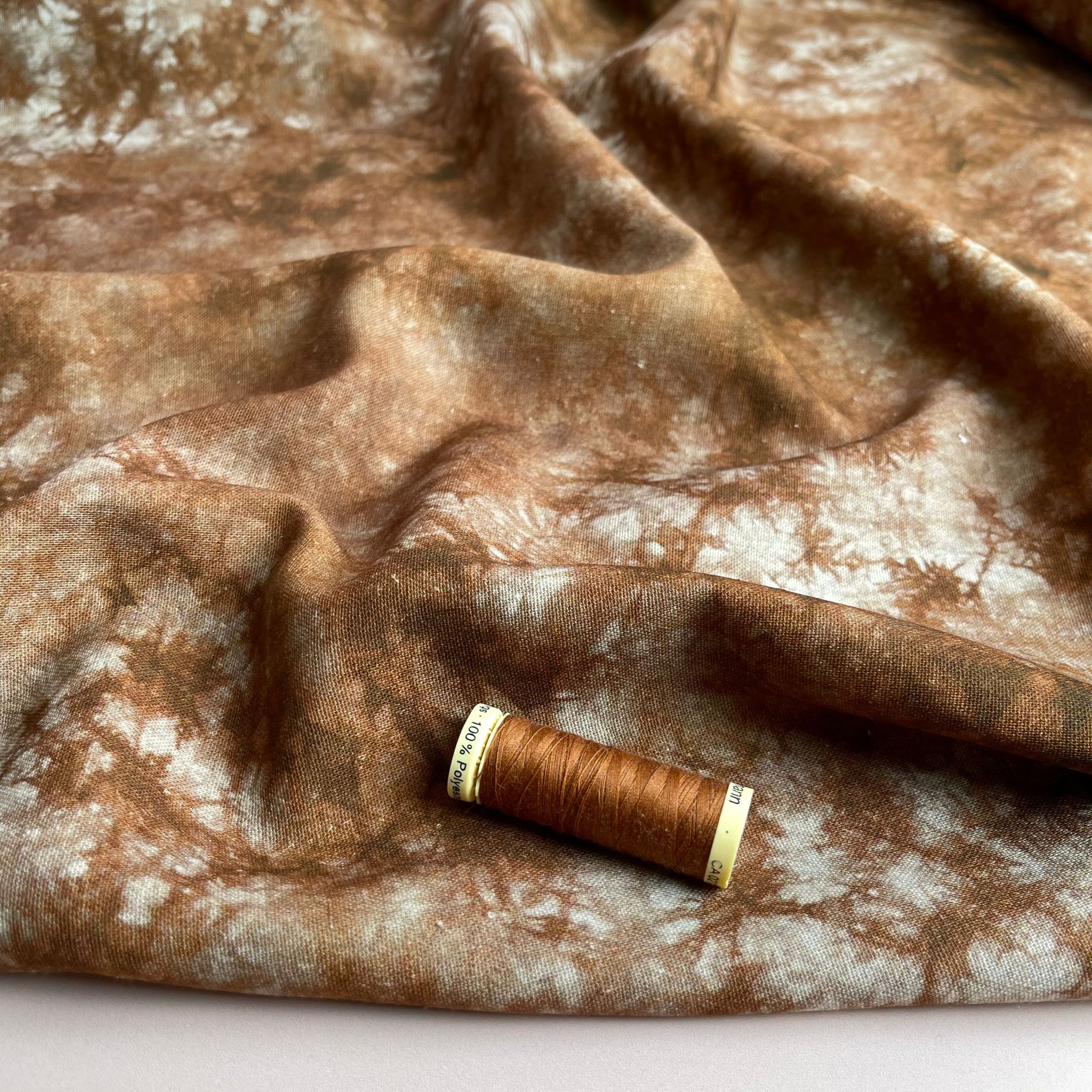 Tie Dye Rich Brown Linen Viscose Blend Fabric
