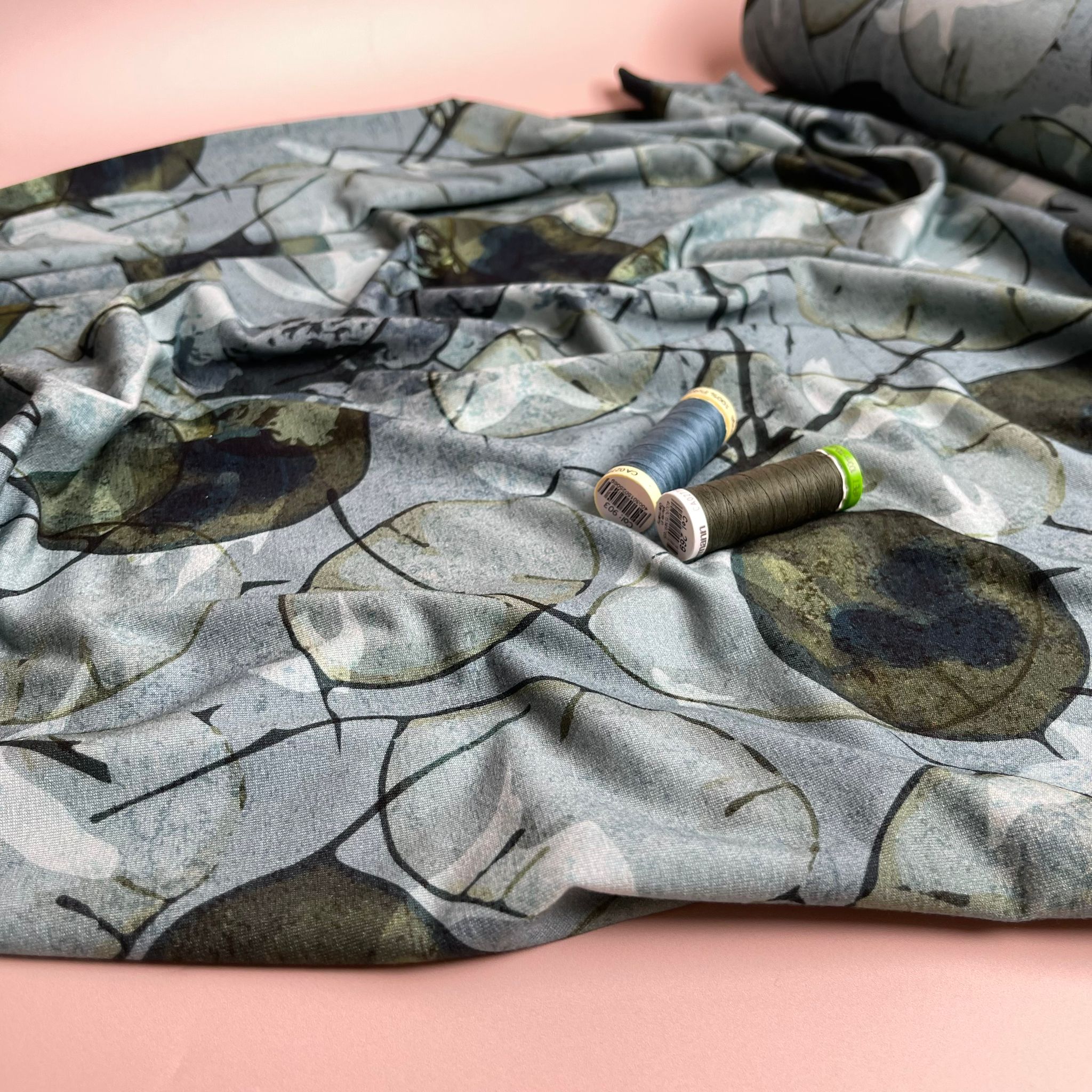 REMNANT 2.64 Metres - Danish Design - Frosted Leaves ECOVERVO™ Viscose Jersey