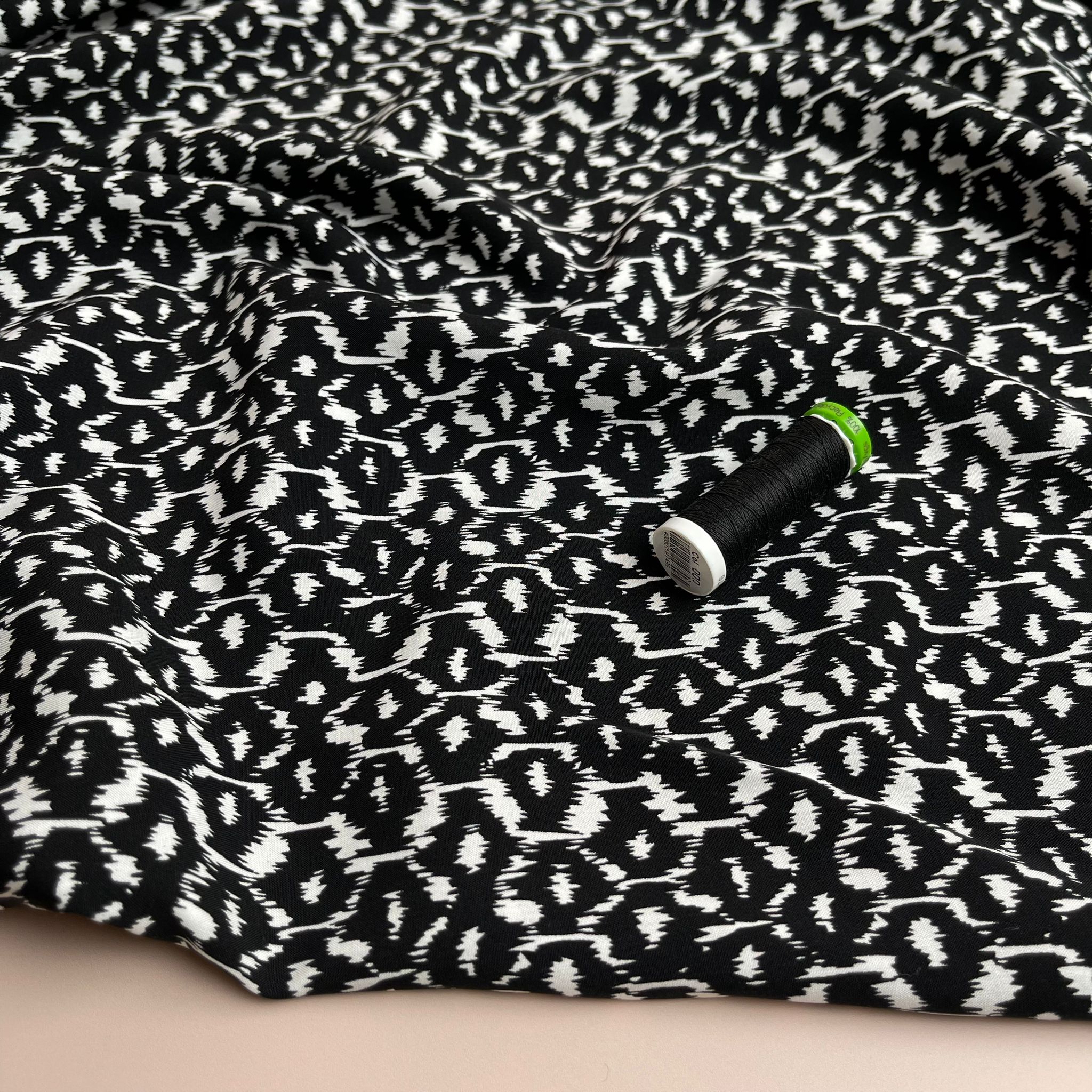 REMNANT 1.5 Metres - Black Honeycomb Viscose Fabric