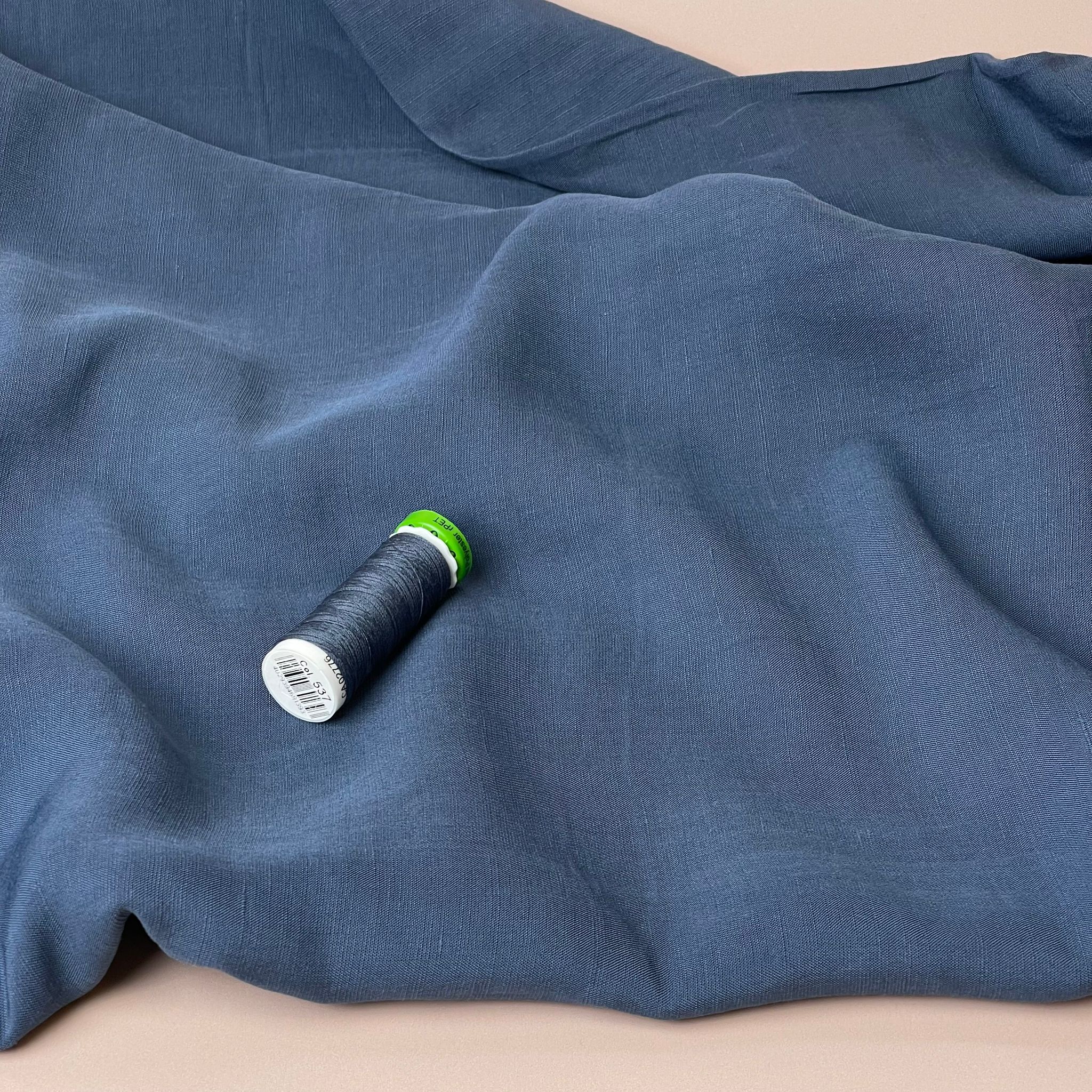 Lush Denim Navy Light Viscose Linen Crepe Dress Fabric