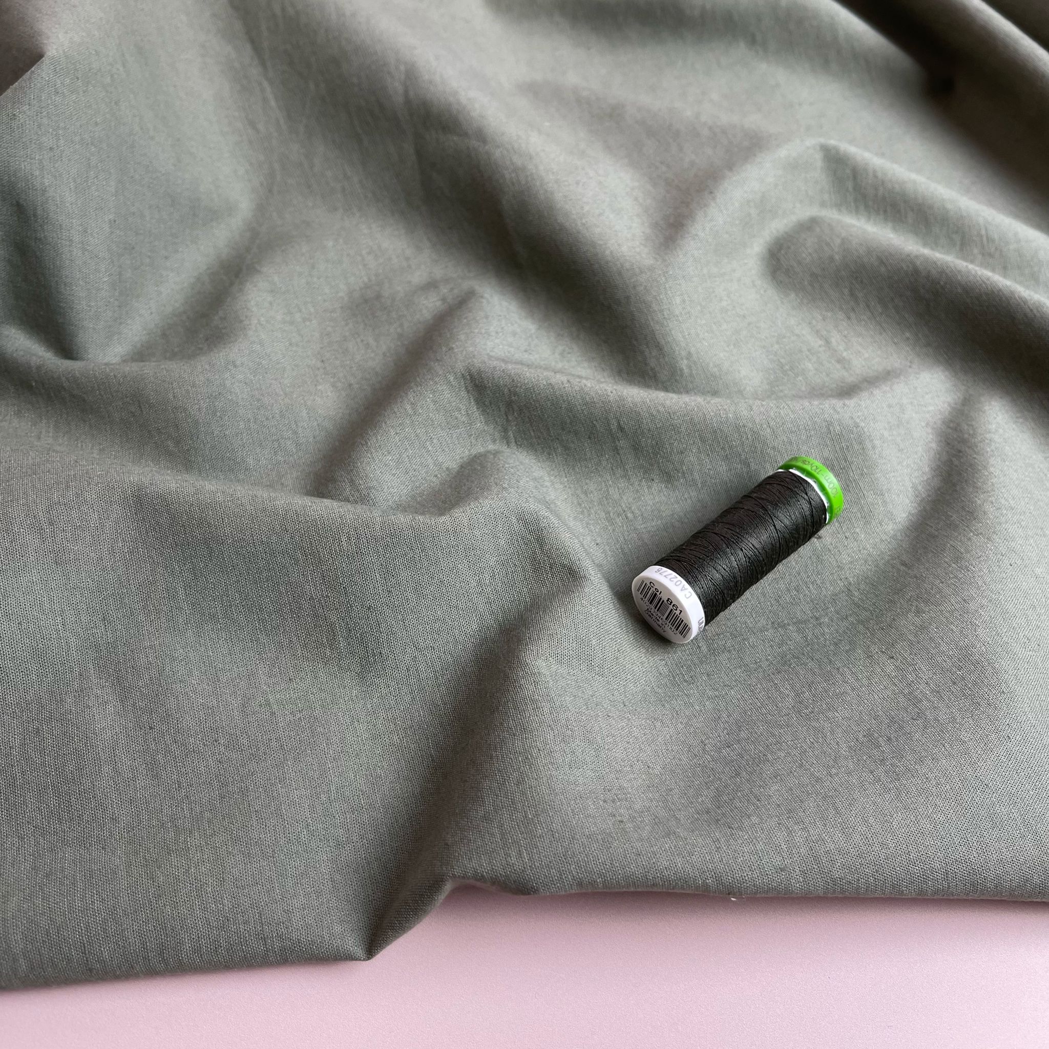 REMNANT 0.63 Metre - Sorona Linen in Khaki - New Eco Linen Blend Fabric