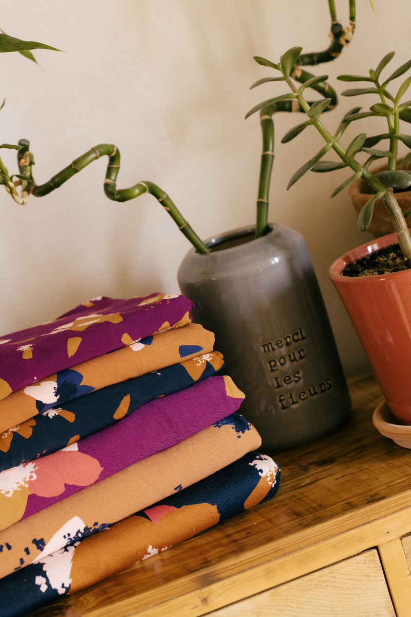 Églantine & Zoé - Anemone in Camel Organic Cotton Jersey