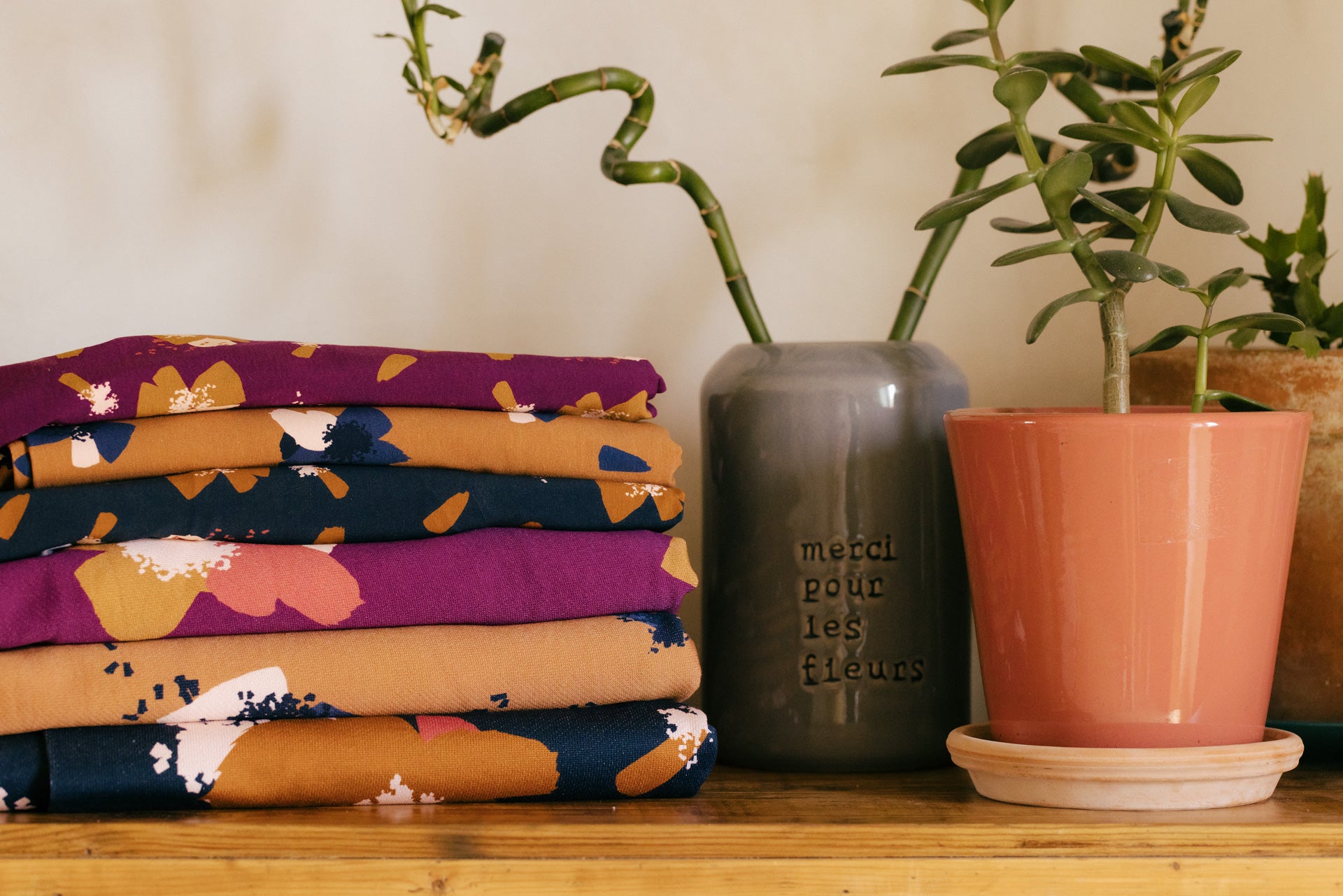 Églantine & Zoé - Anemone in Camel Organic Cotton Jersey