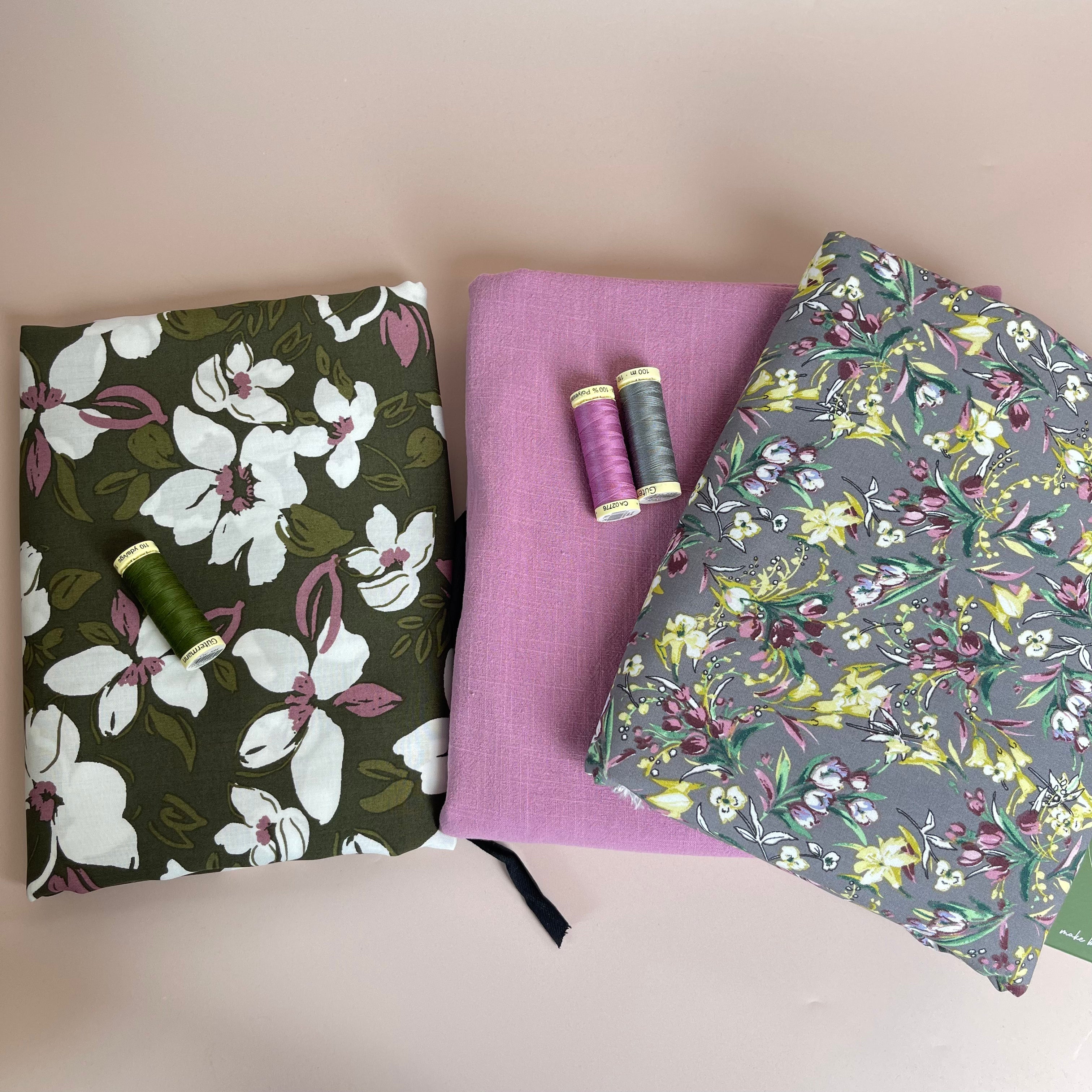 Make an Outfit - Floral Bouquet Viscose with Mauve Washed Cotton Bundle