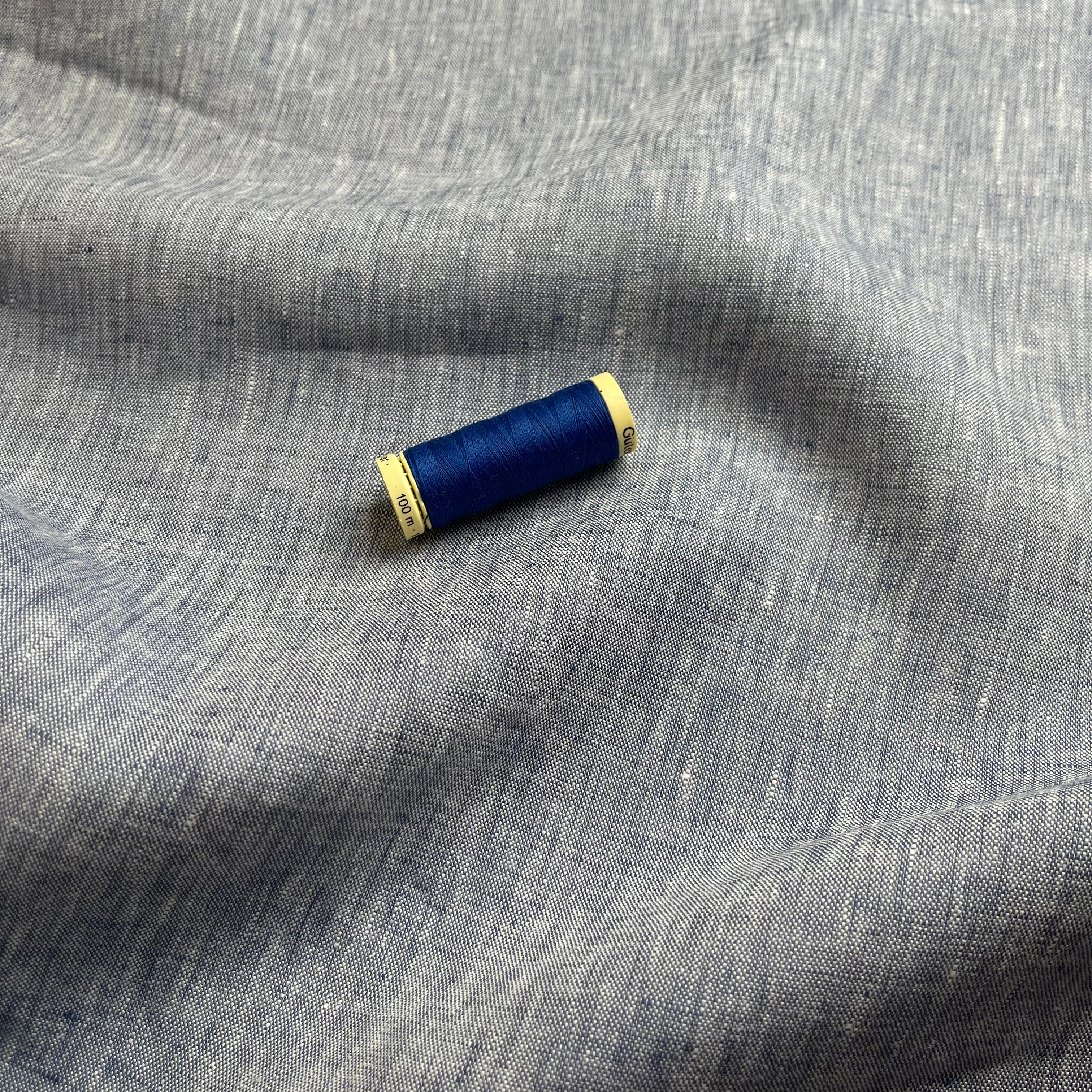 Light Blue Yarn Dyed Pure Linen Fabric