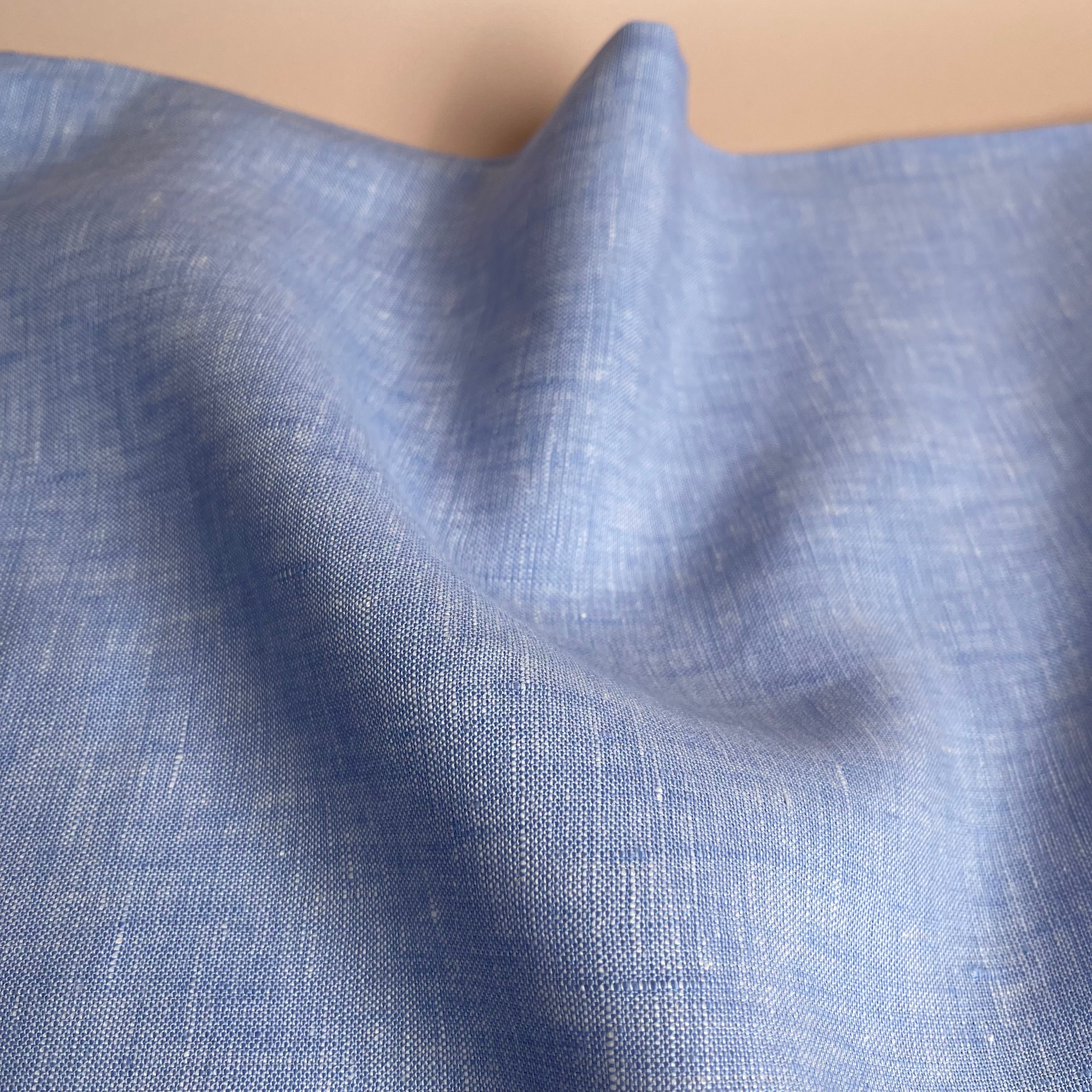 Blue Yarn Dyed Pure Linen Fabric