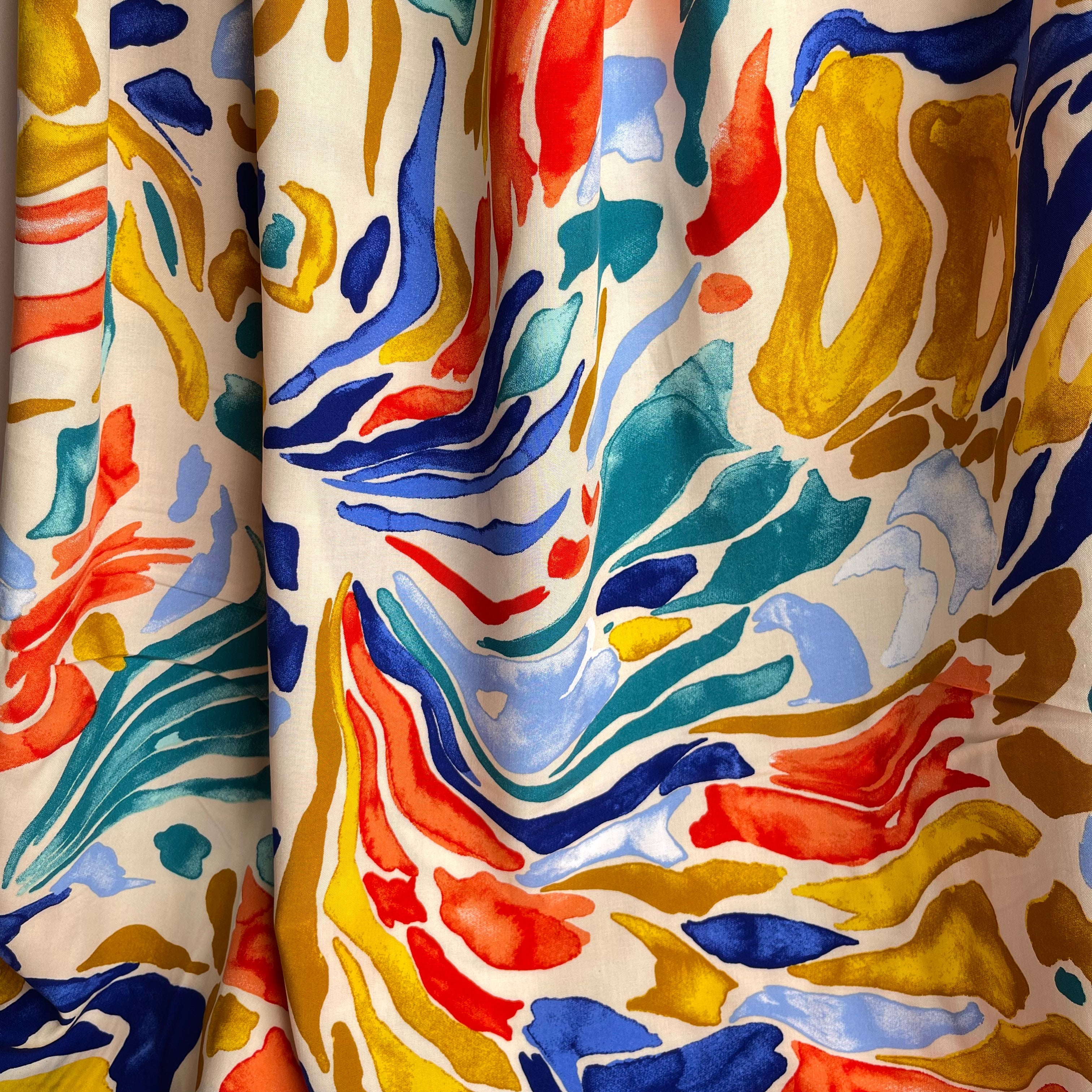 REMNANT 0.35 Metre - Painterly Joy Viscose Poplin Fabric